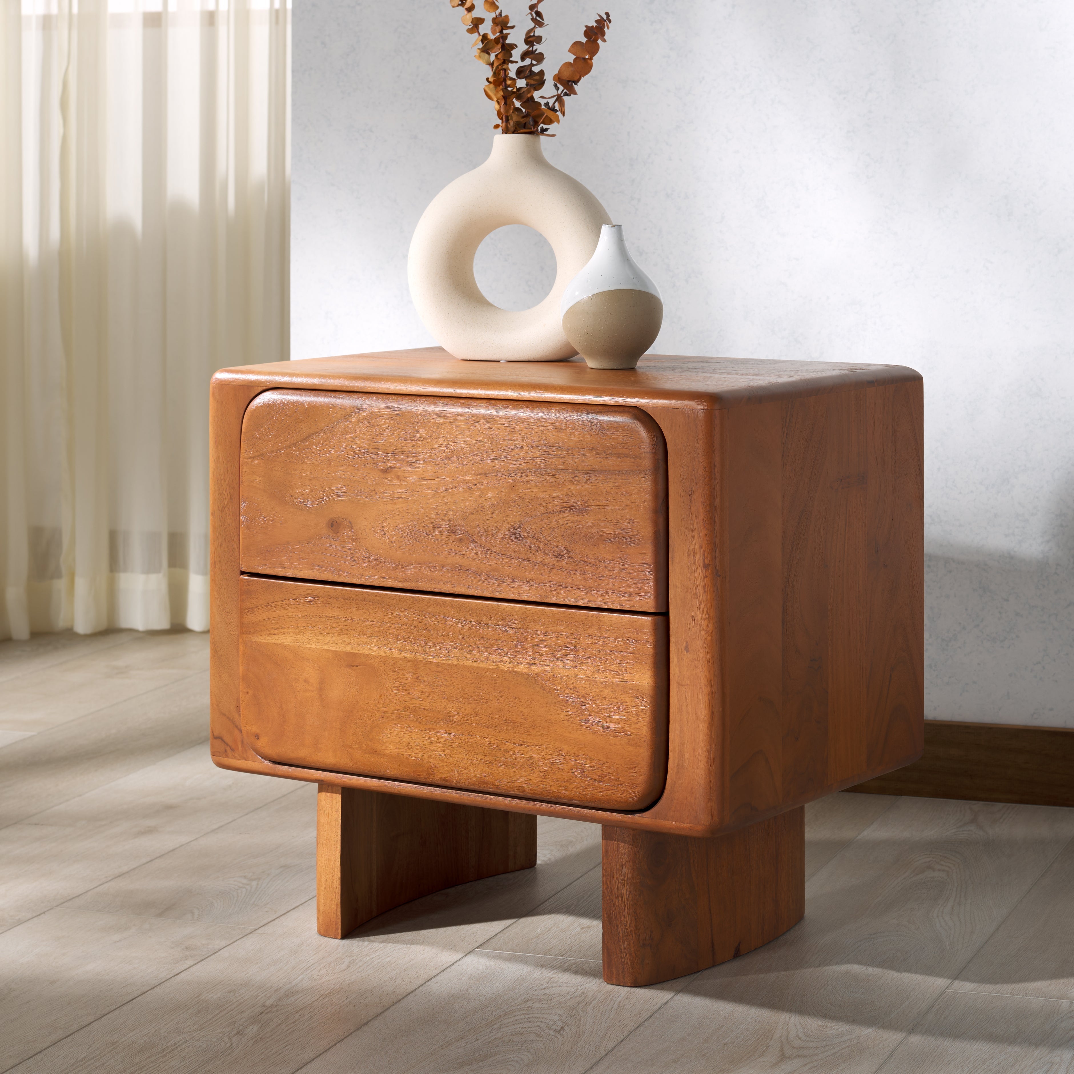 Finley 2 Drawer Wood Nightstand | Safavieh Couture - SFV5750