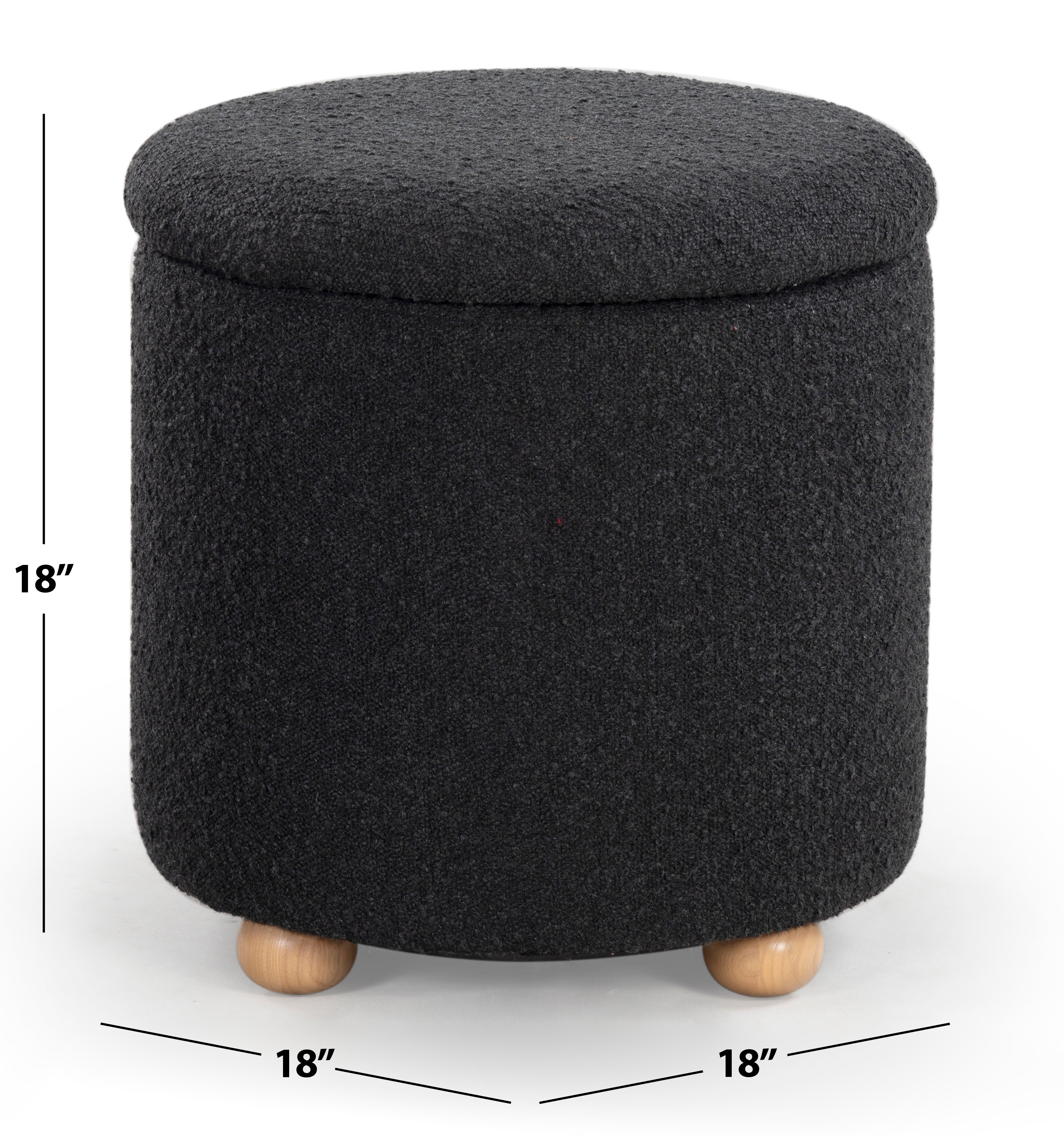 Safavieh Couture Becka Round Boucle Storage Ottoman, SFV6100 - Black / Natural