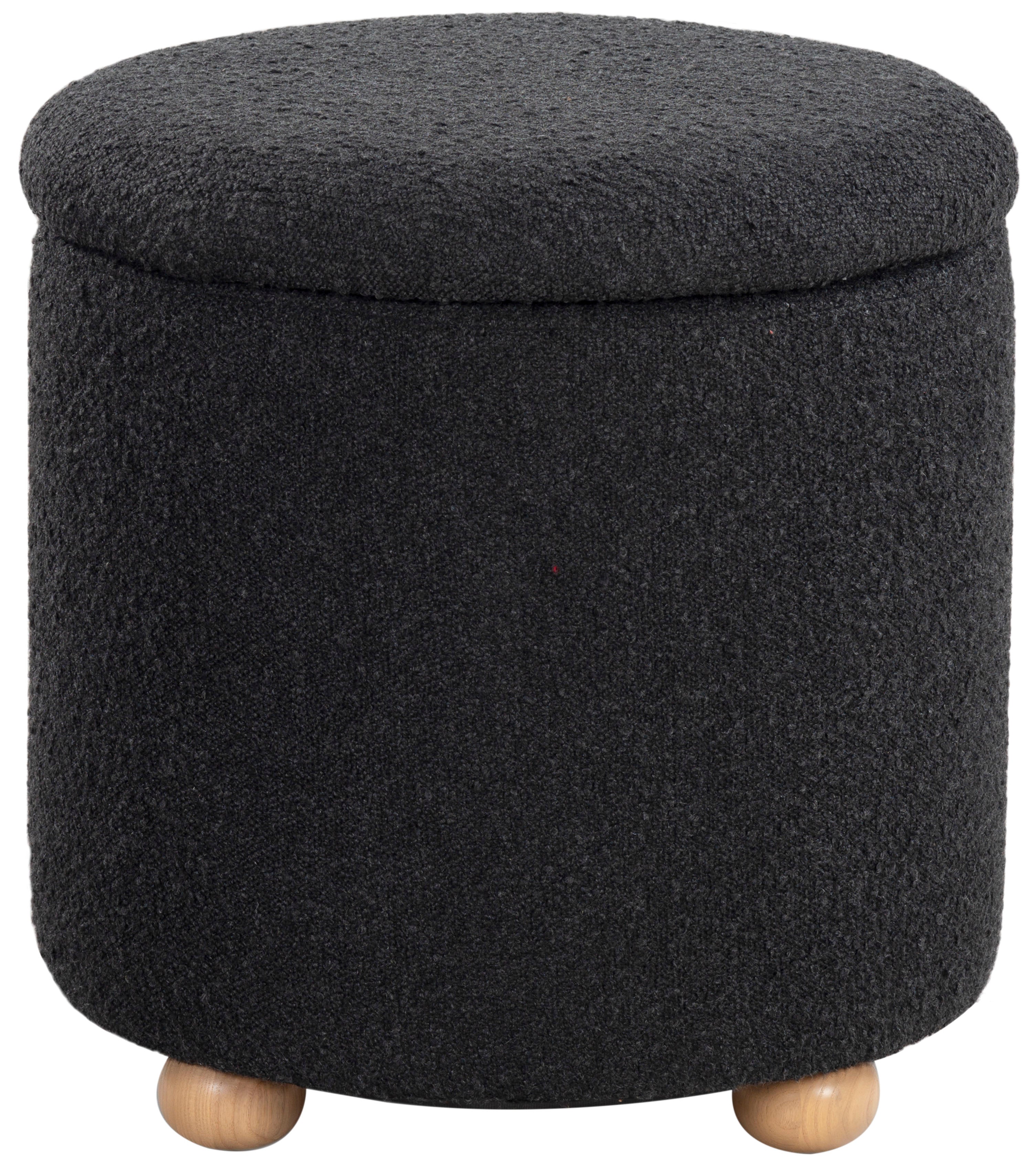 Safavieh Couture Becka Round Boucle Storage Ottoman, SFV6100 - Black / Natural