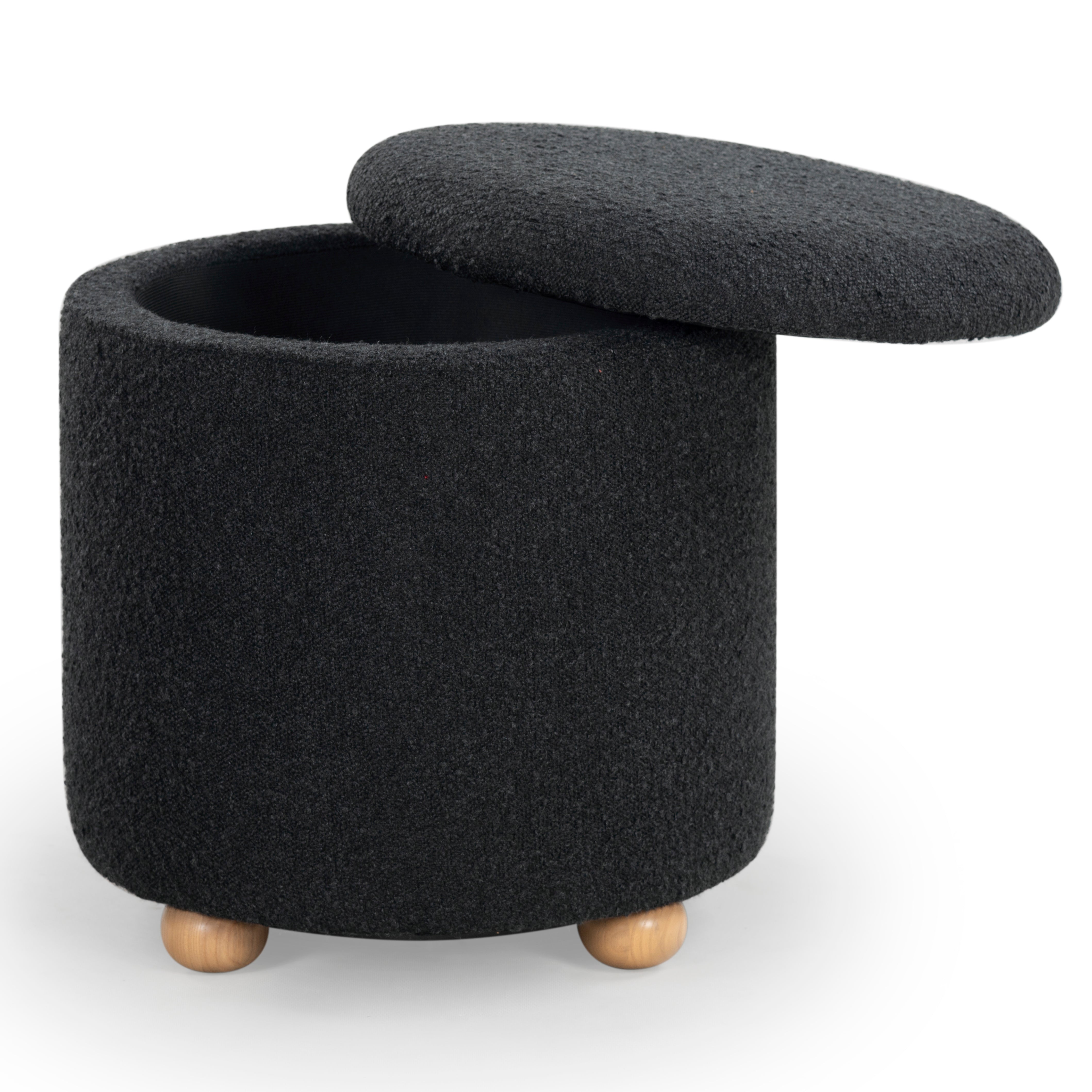 Safavieh Couture Becka Round Boucle Storage Ottoman, SFV6100 - Black / Natural