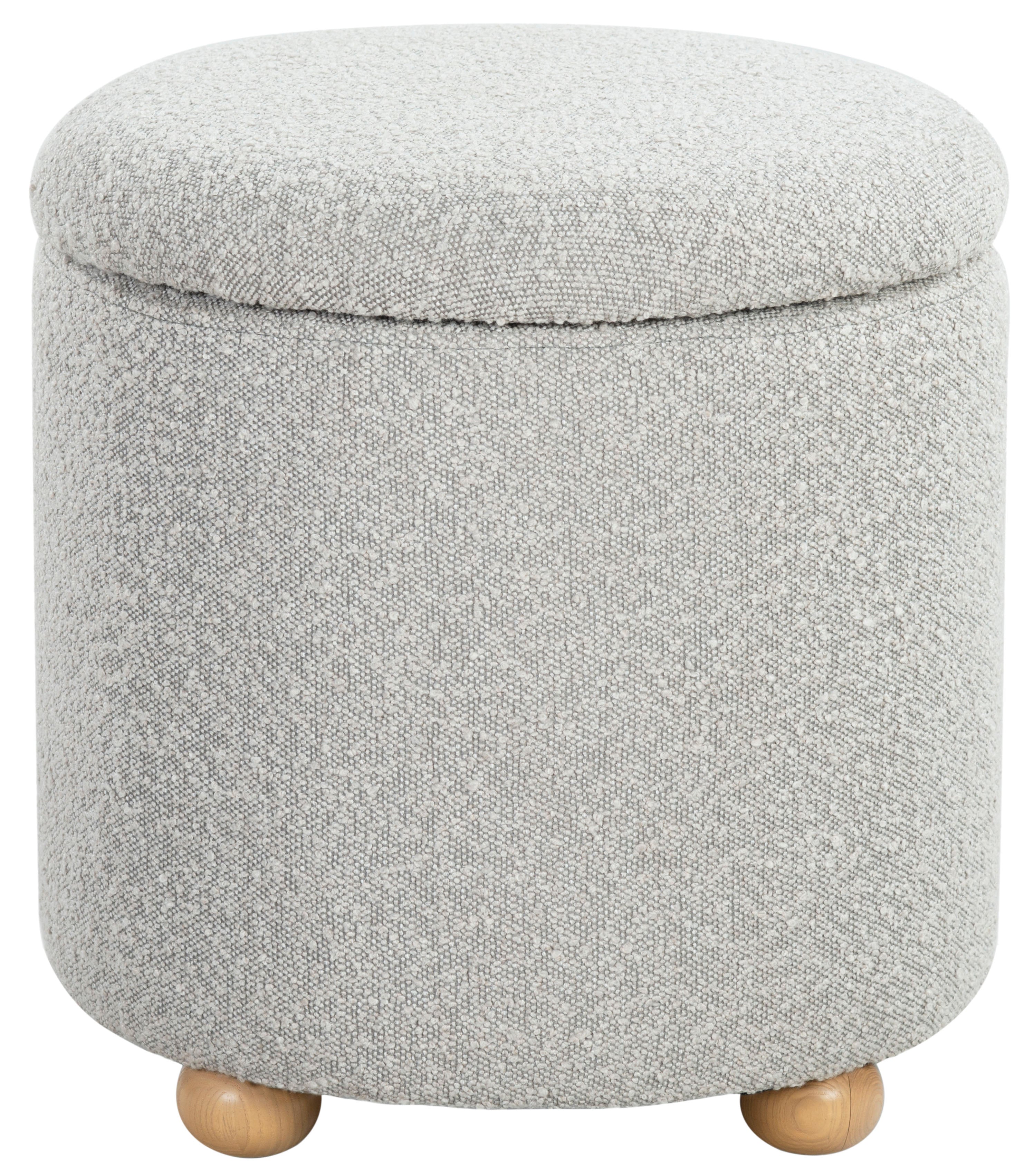 Safavieh Couture Becka Round Boucle Storage Ottoman, SFV6100 - Grey / Natural