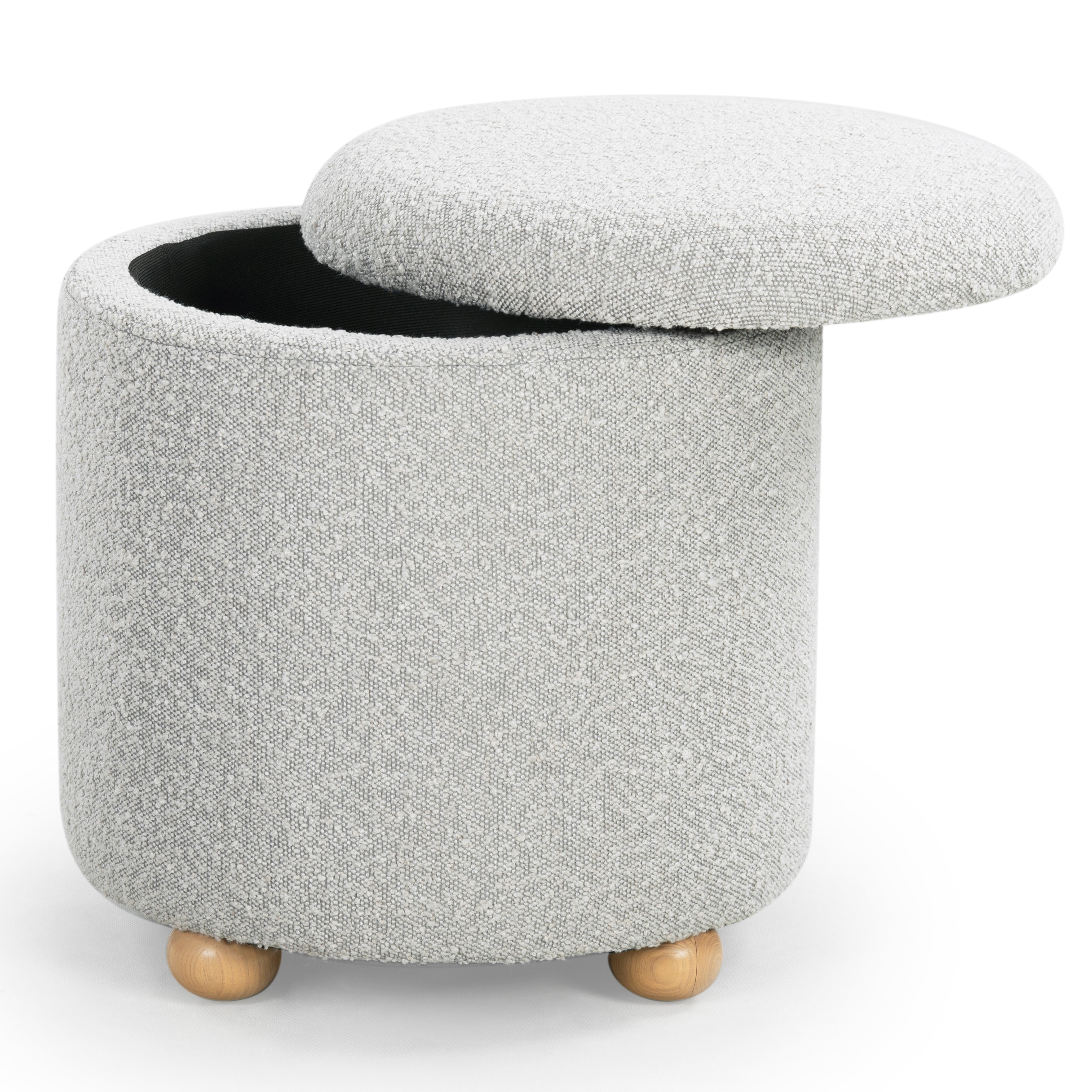 Safavieh Couture Becka Round Boucle Storage Ottoman, SFV6100 - Grey / Natural