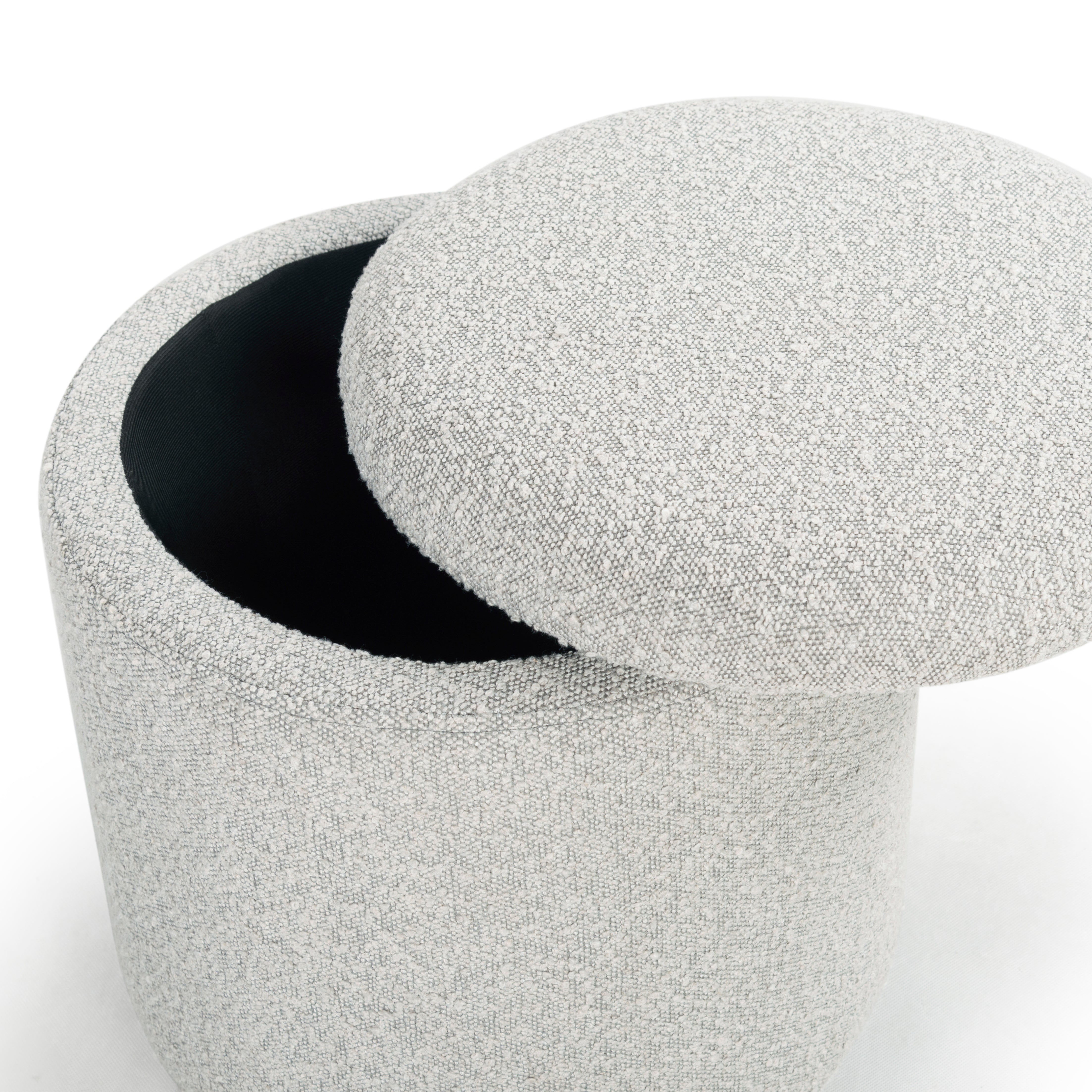 Safavieh Couture Becka Round Boucle Storage Ottoman, SFV6100 - Grey / Natural