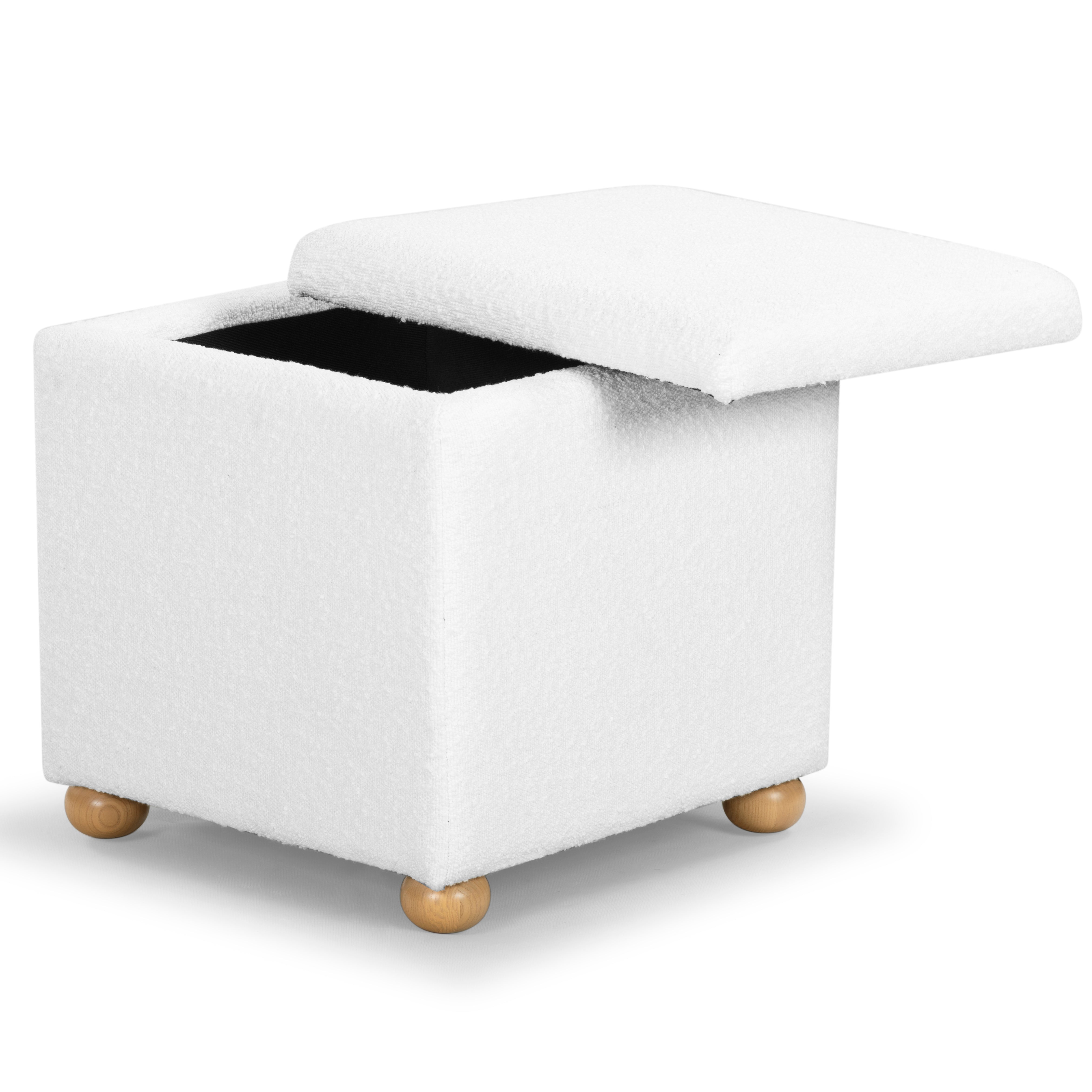 Safavieh Couture Becka Square Boucle Storage Ottoman, SFV6101 - Ivory / Natural