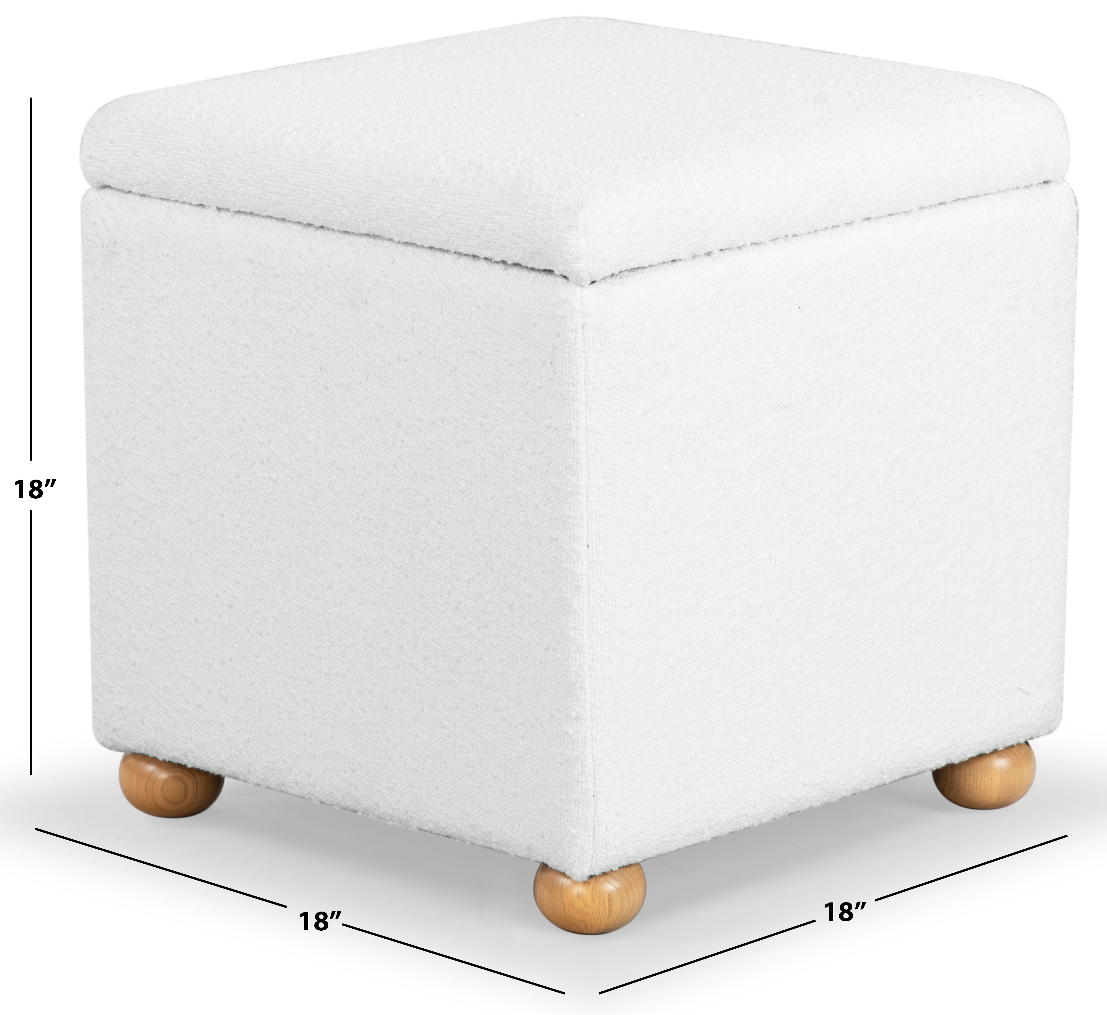 Safavieh Couture Becka Square Boucle Storage Ottoman, SFV6101 - Ivory / Natural