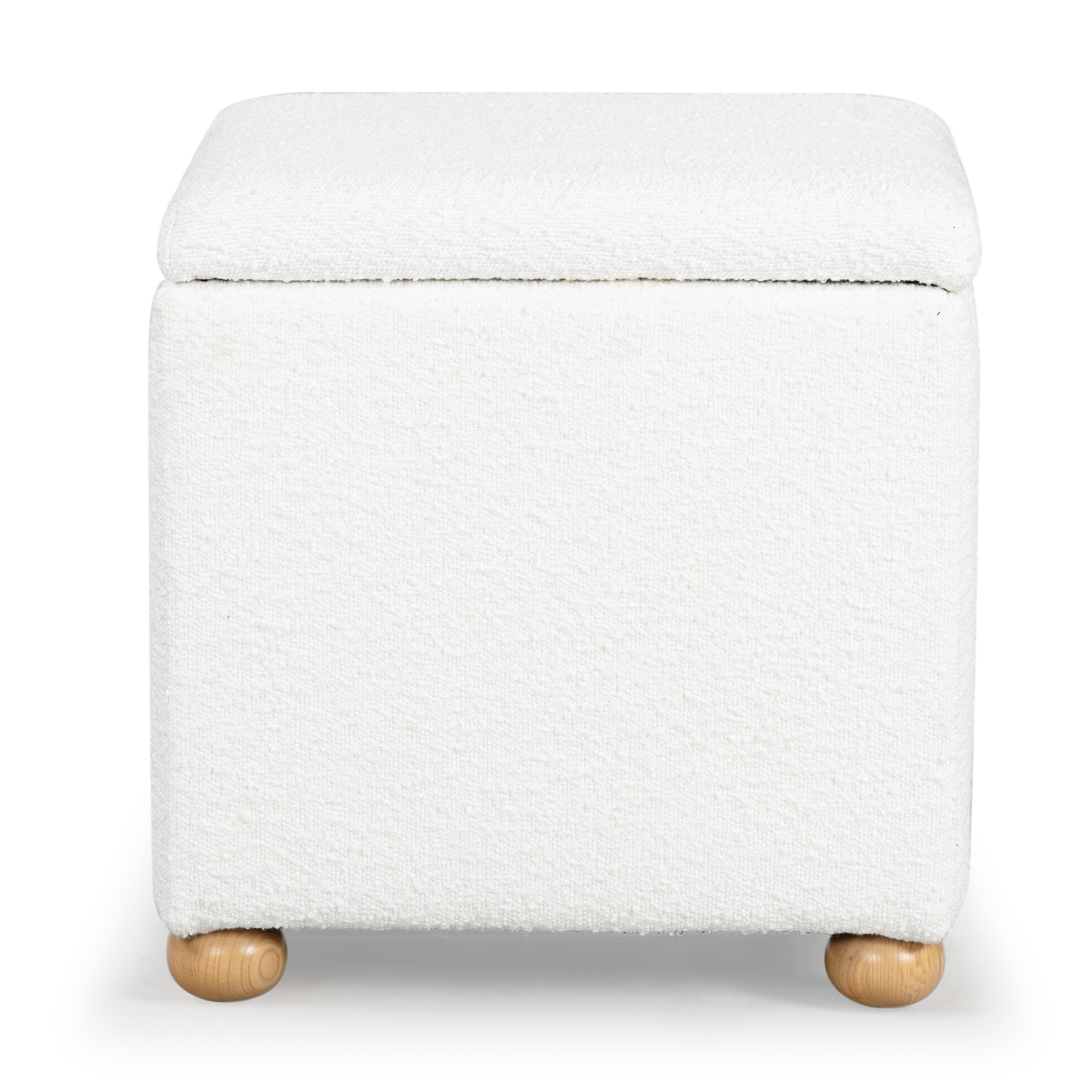 Safavieh Couture Becka Square Boucle Storage Ottoman, SFV6101 - Ivory / Natural