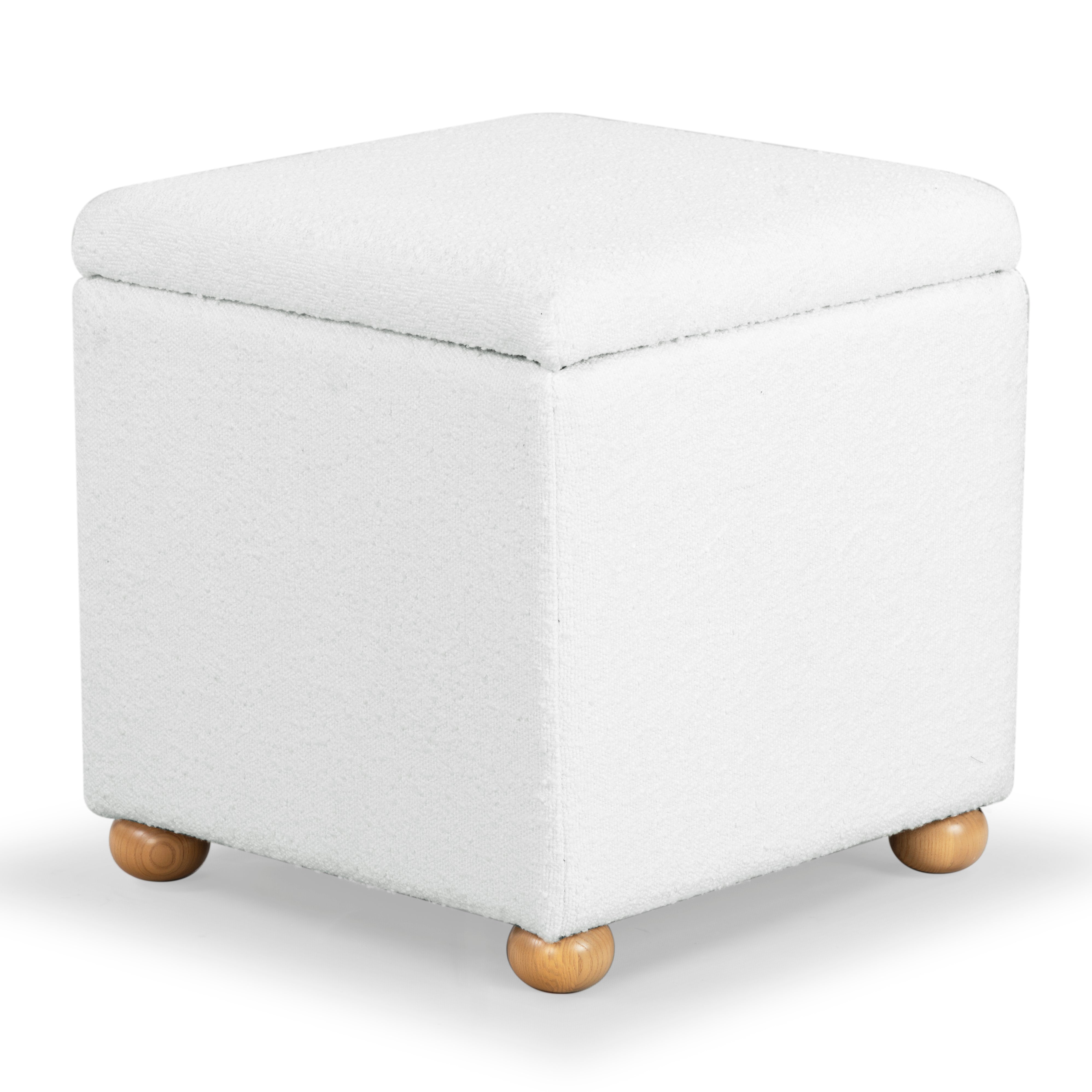 Safavieh Couture Becka Square Boucle Storage Ottoman, SFV6101 - Ivory / Natural