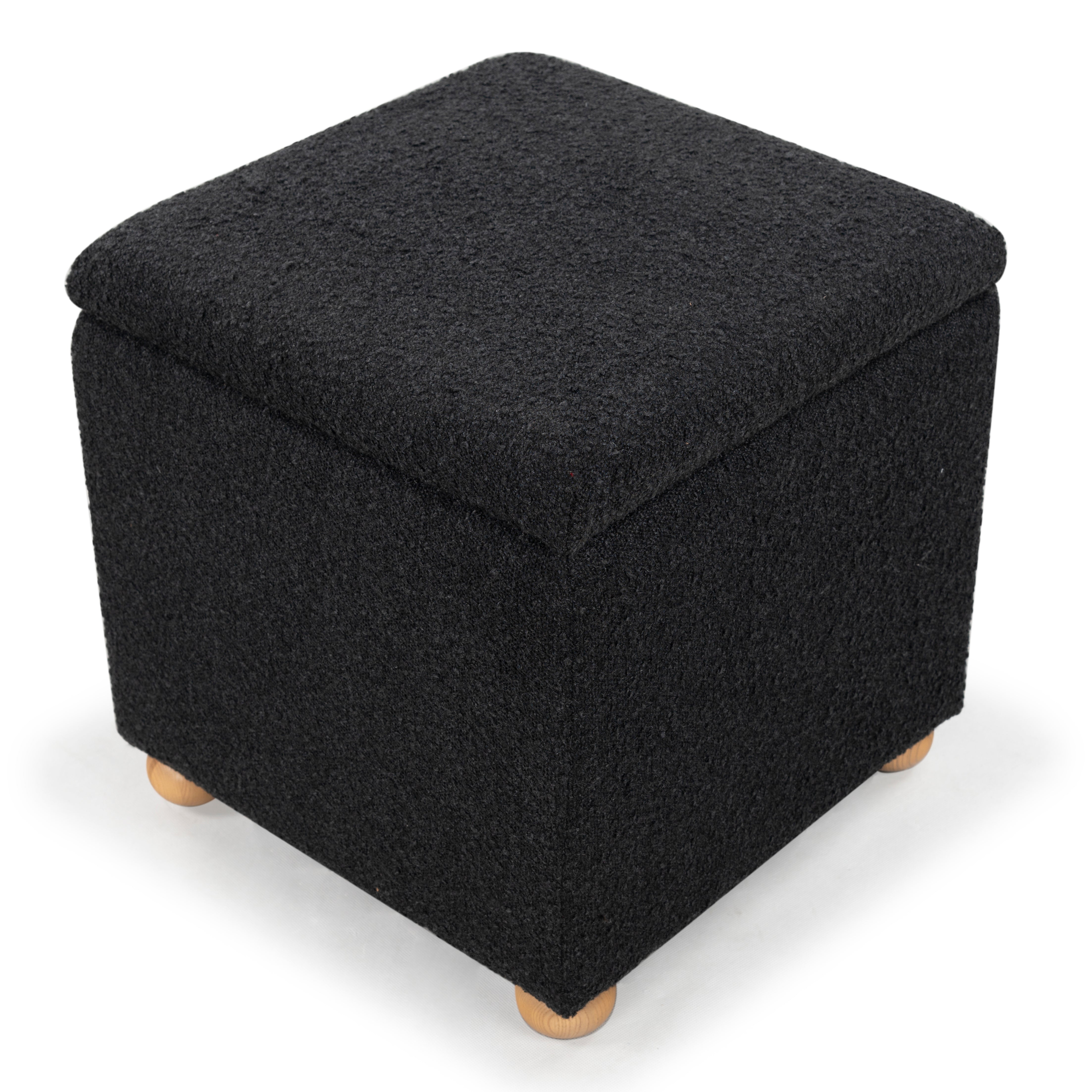 Safavieh Couture Becka Square Boucle Storage Ottoman, SFV6101 - Black / Natural