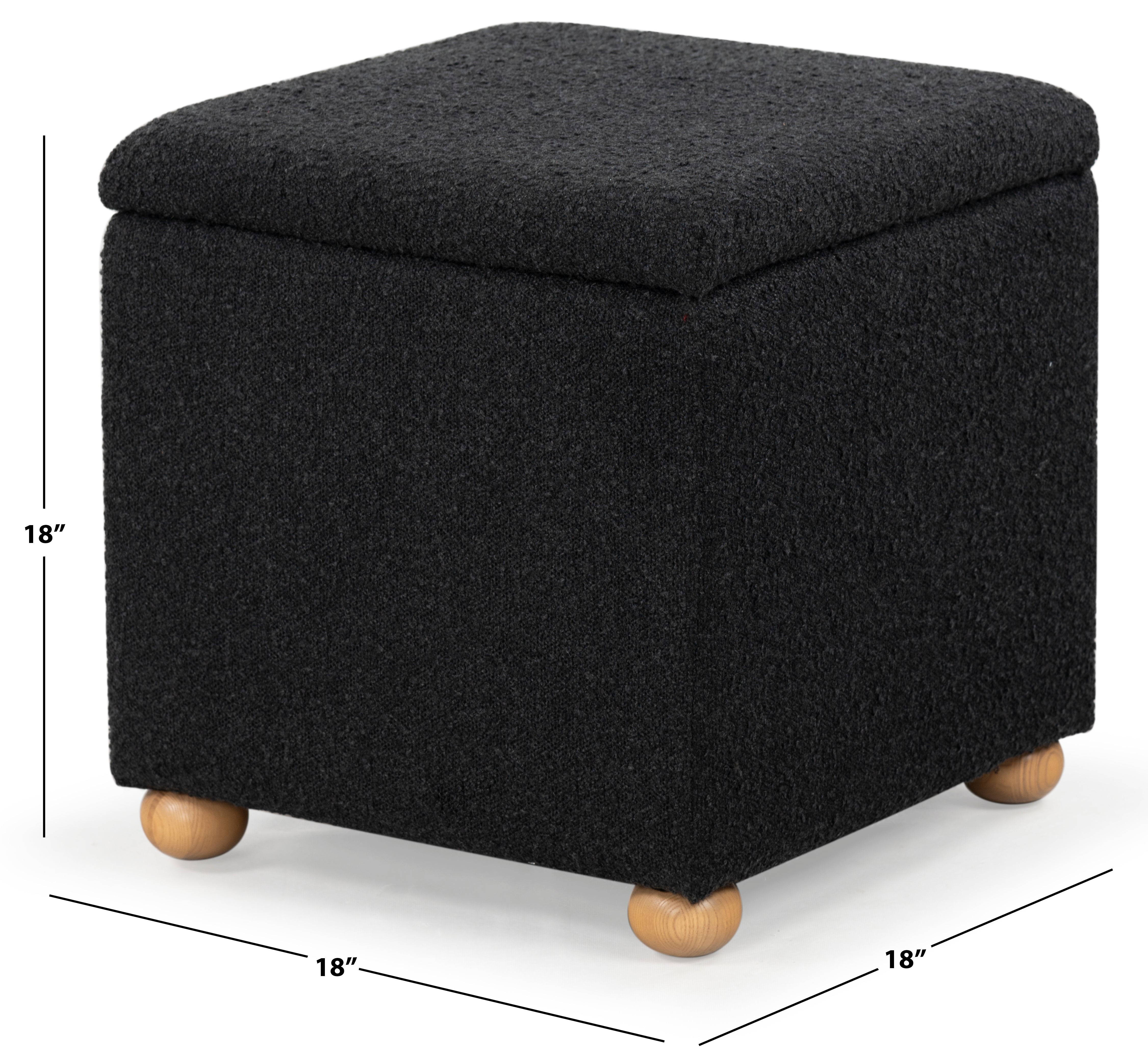 Safavieh Couture Becka Square Boucle Storage Ottoman, SFV6101 - Black / Natural