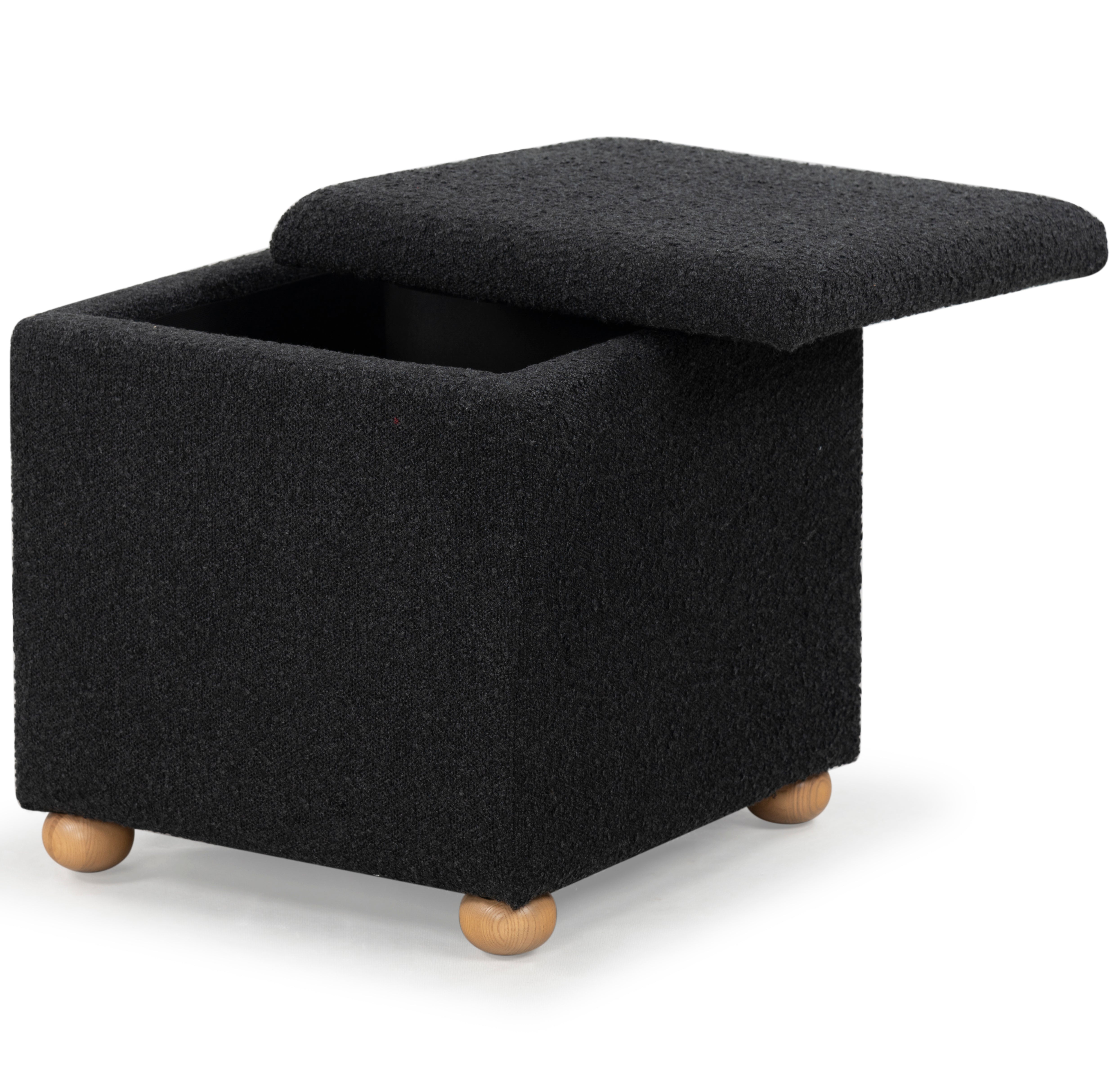 Safavieh Couture Becka Square Boucle Storage Ottoman, SFV6101 - Black / Natural