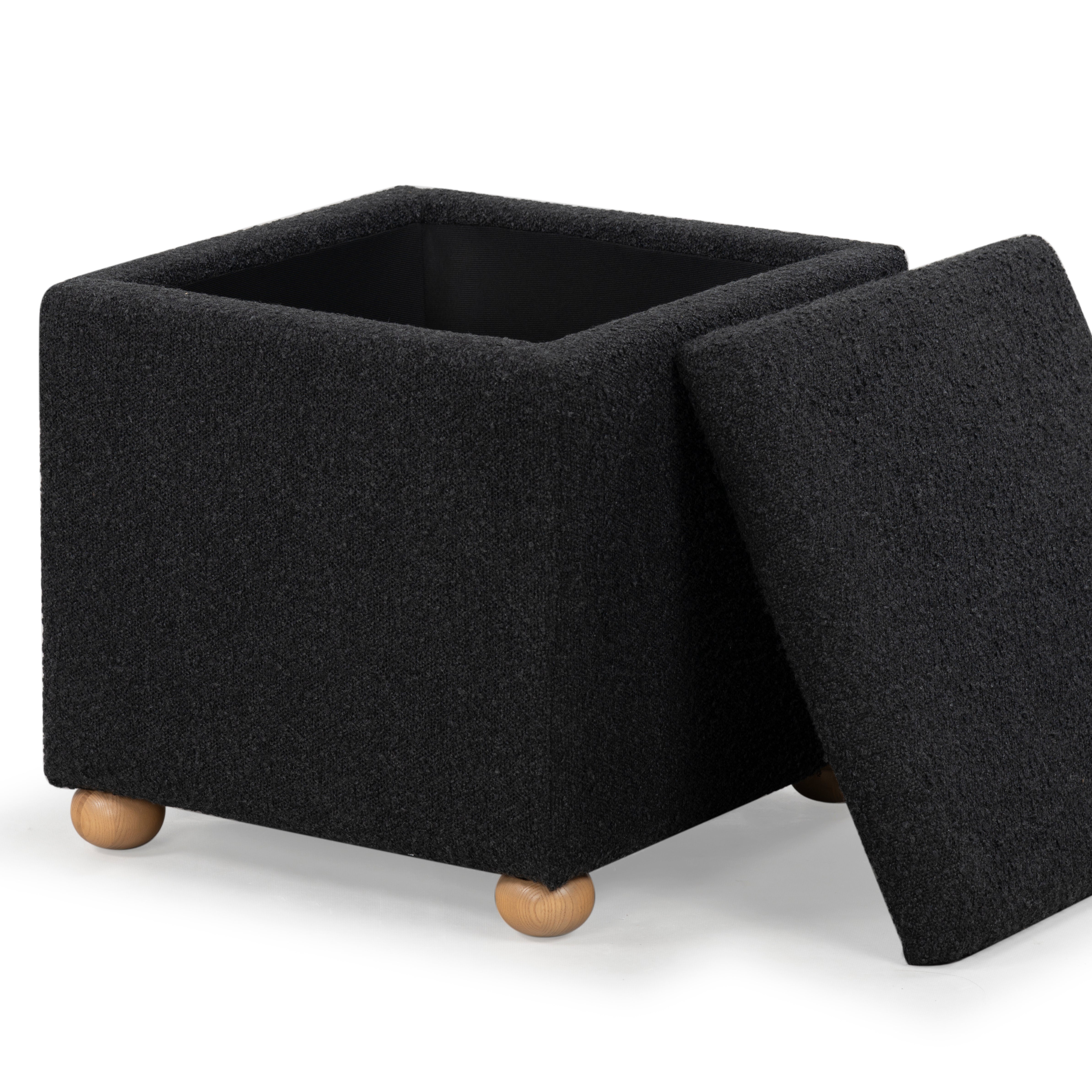 Safavieh Couture Becka Square Boucle Storage Ottoman, SFV6101 - Black / Natural