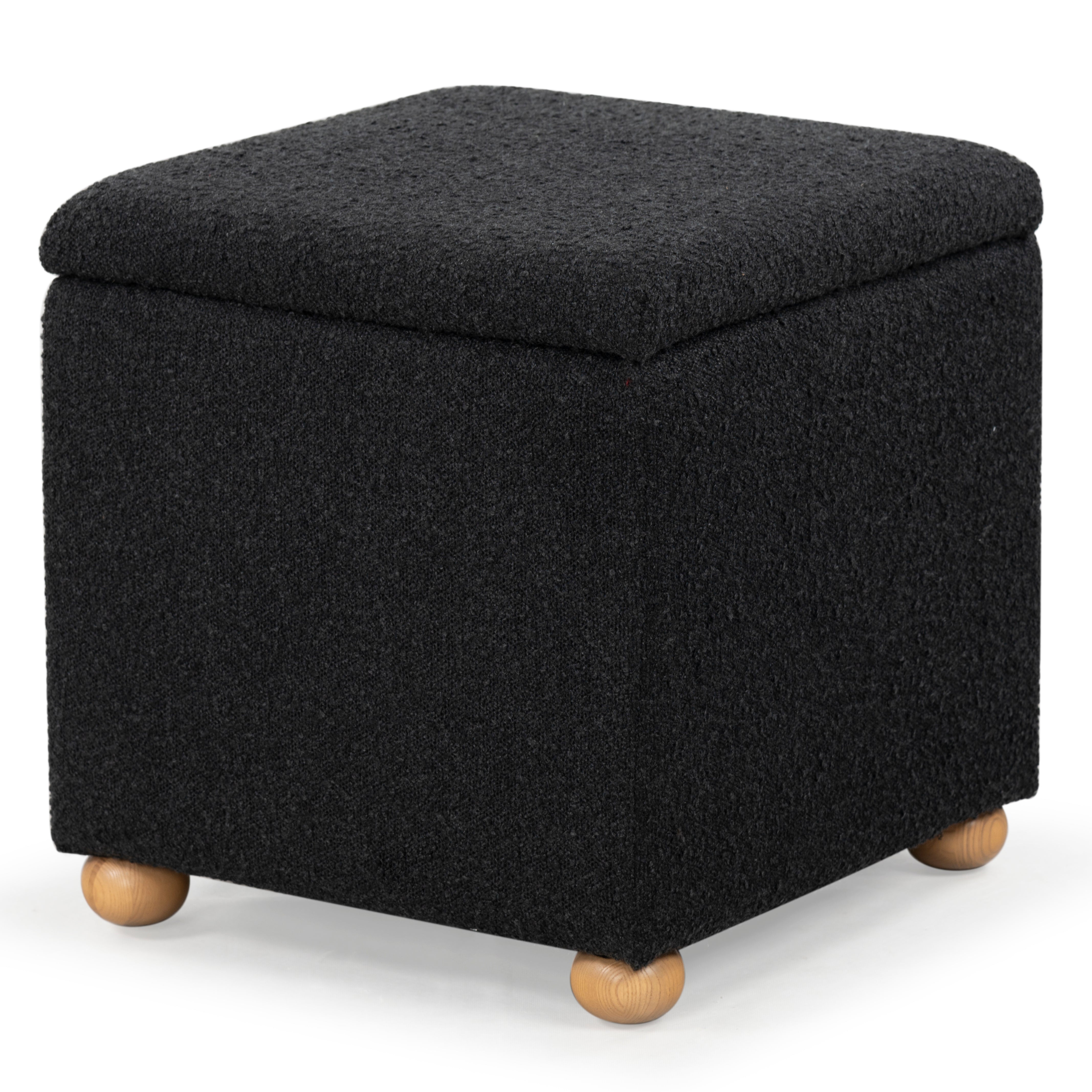 Safavieh Couture Becka Square Boucle Storage Ottoman, SFV6101 - Black / Natural