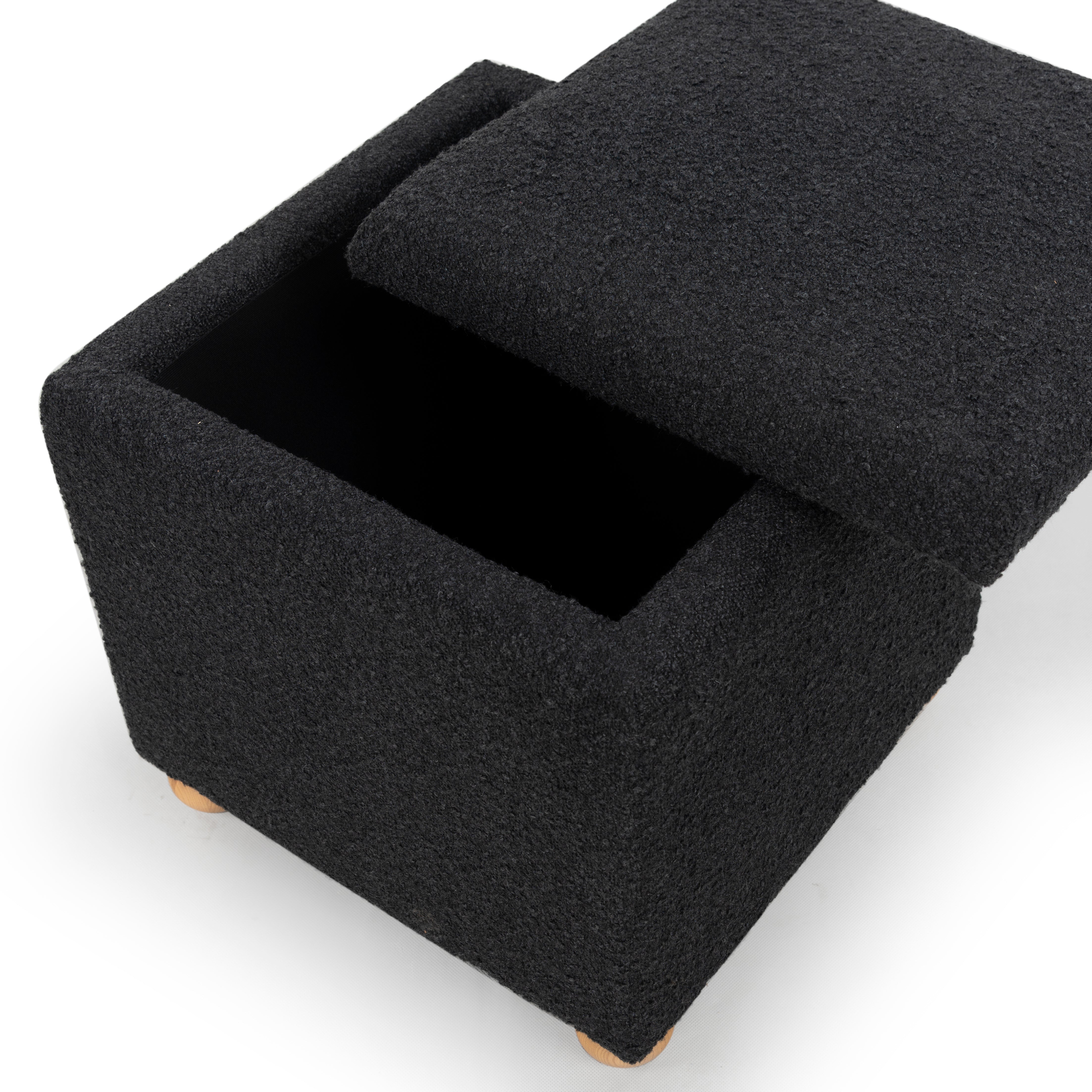 Safavieh Couture Becka Square Boucle Storage Ottoman, SFV6101 - Black / Natural