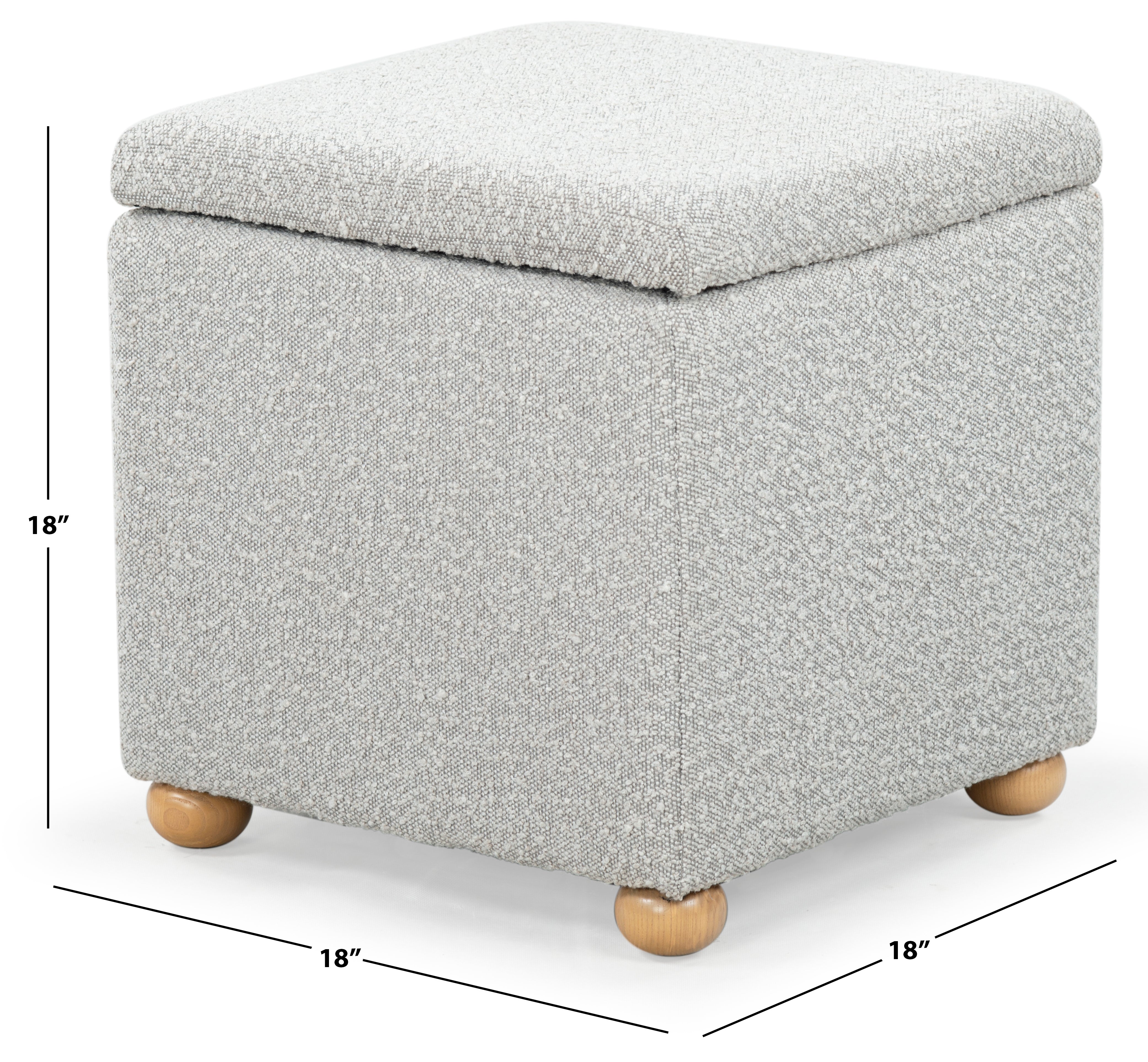 Safavieh Couture Becka Square Boucle Storage Ottoman, SFV6101 - Grey / Natural