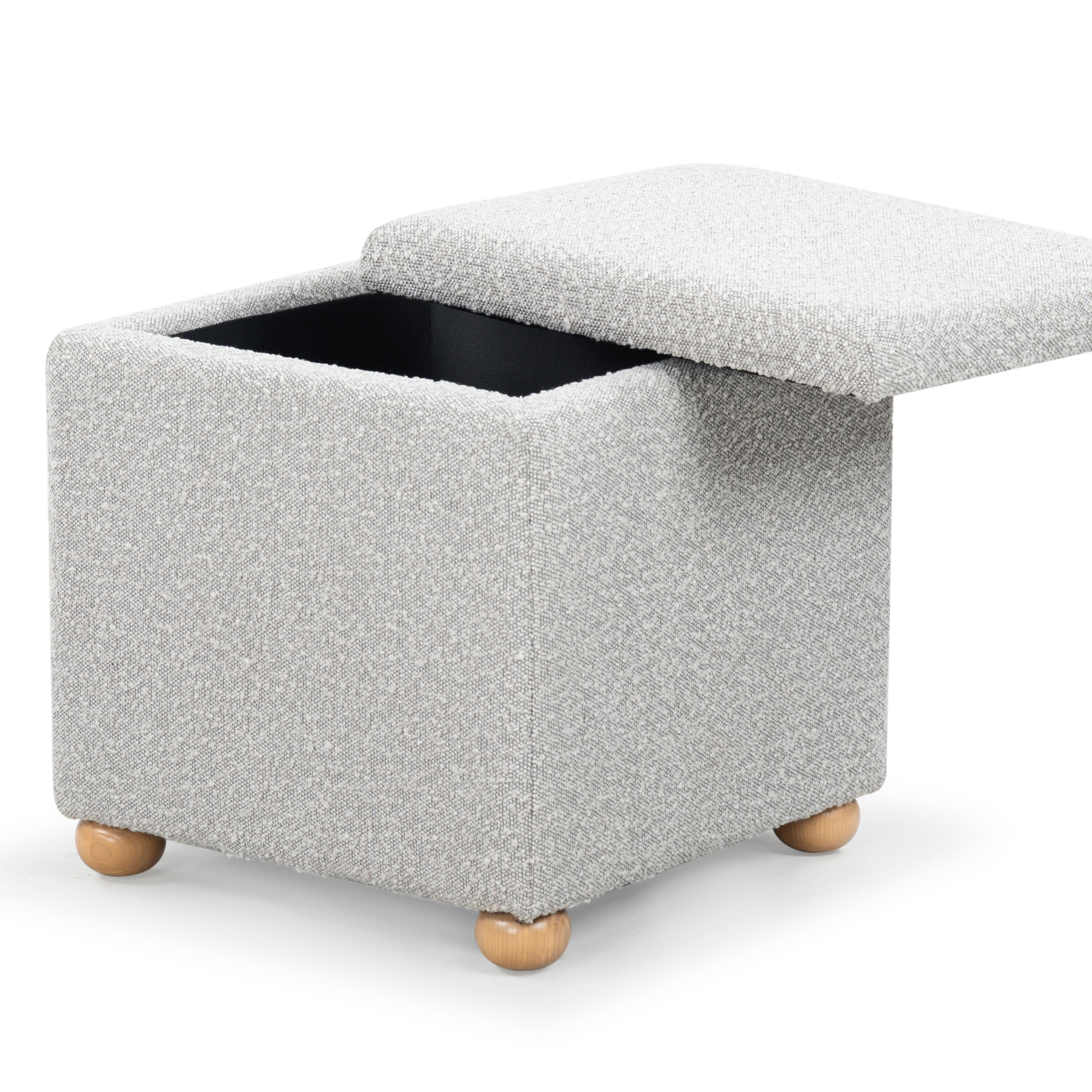 Safavieh Couture Becka Square Boucle Storage Ottoman, SFV6101 - Grey / Natural