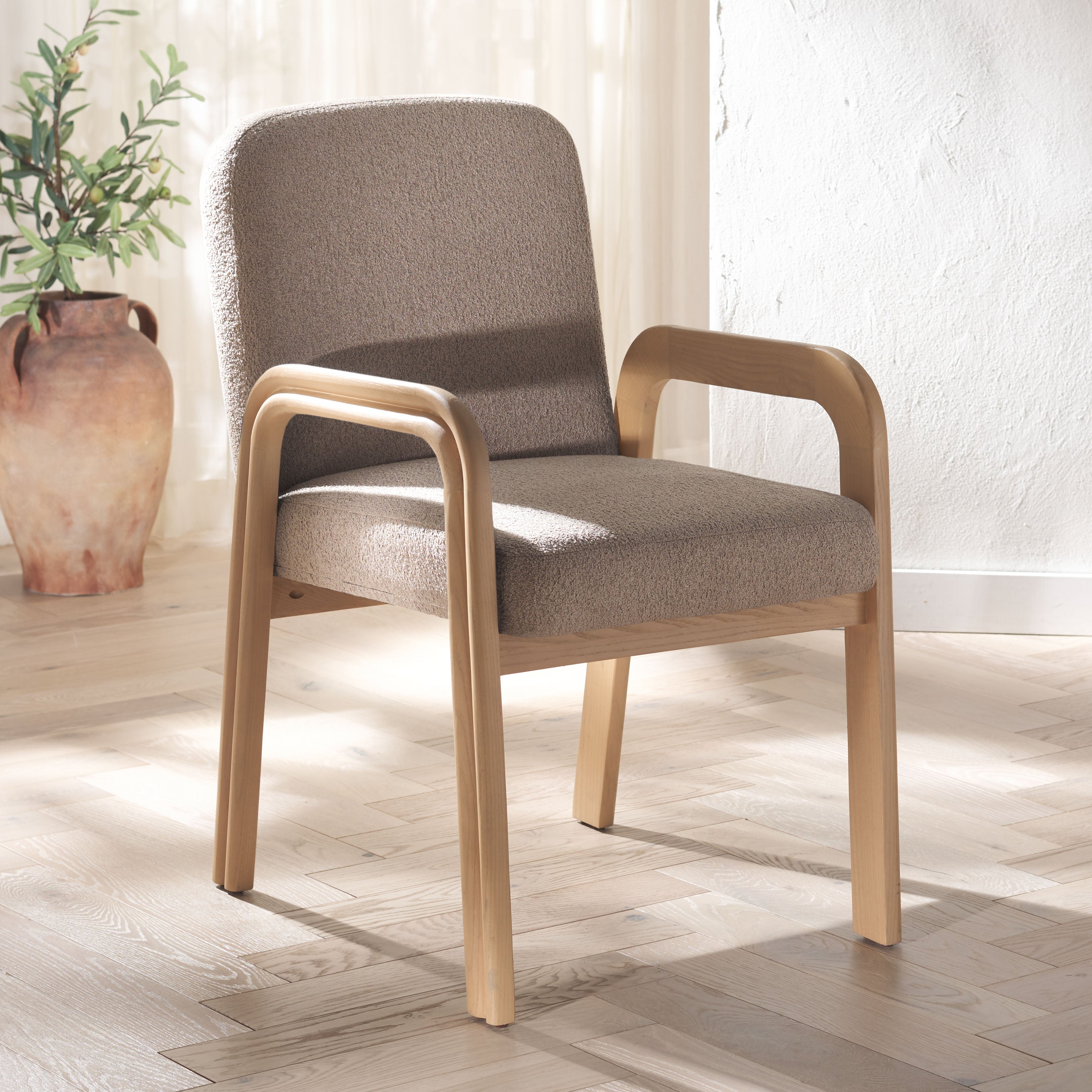 Safavieh Couture Roslina Boucle Dining Chair, SFV6105 - Light Brown / Natural