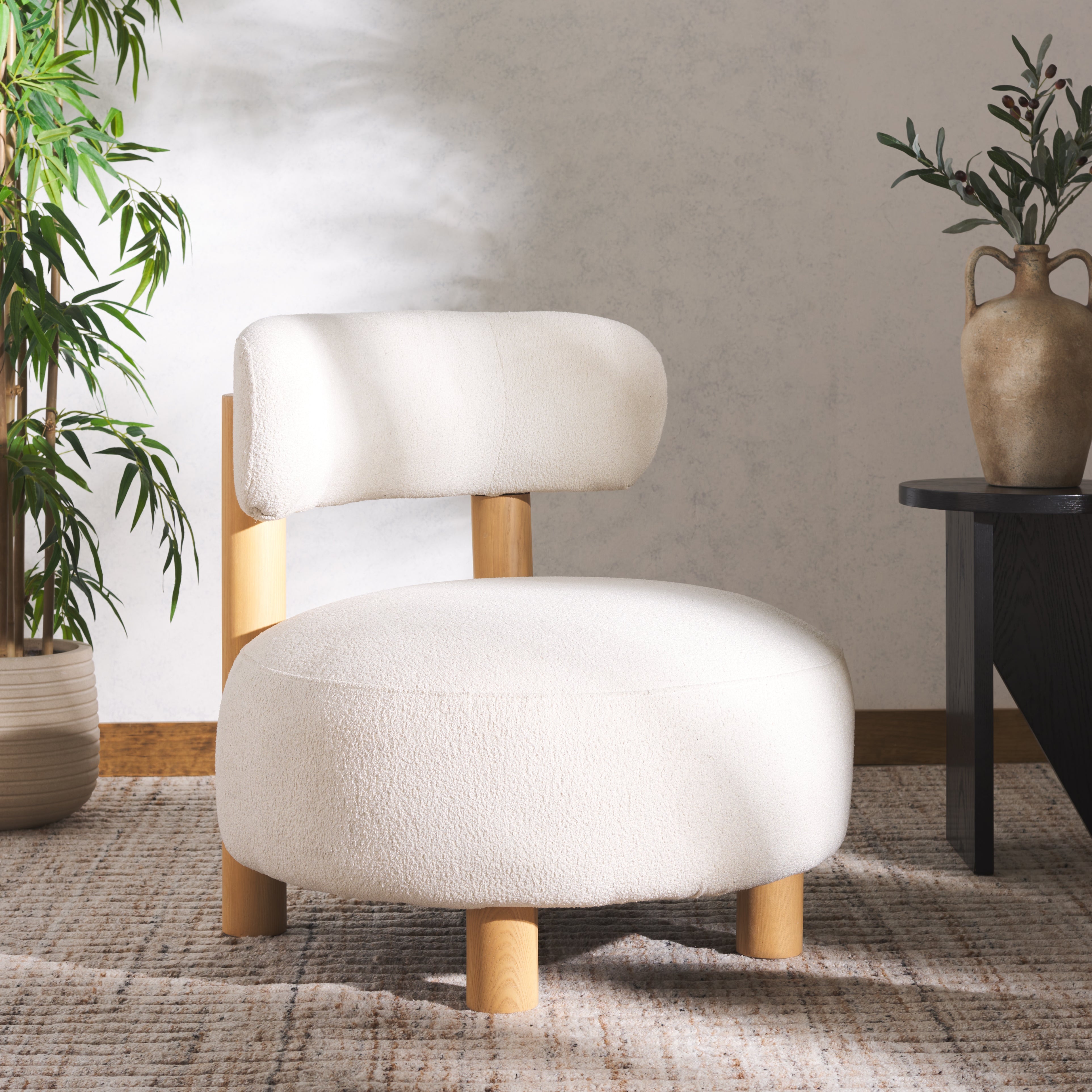 Safavieh Couture Eduardo Boucle Accent Chair, SFV6109 - Ivory / Natural