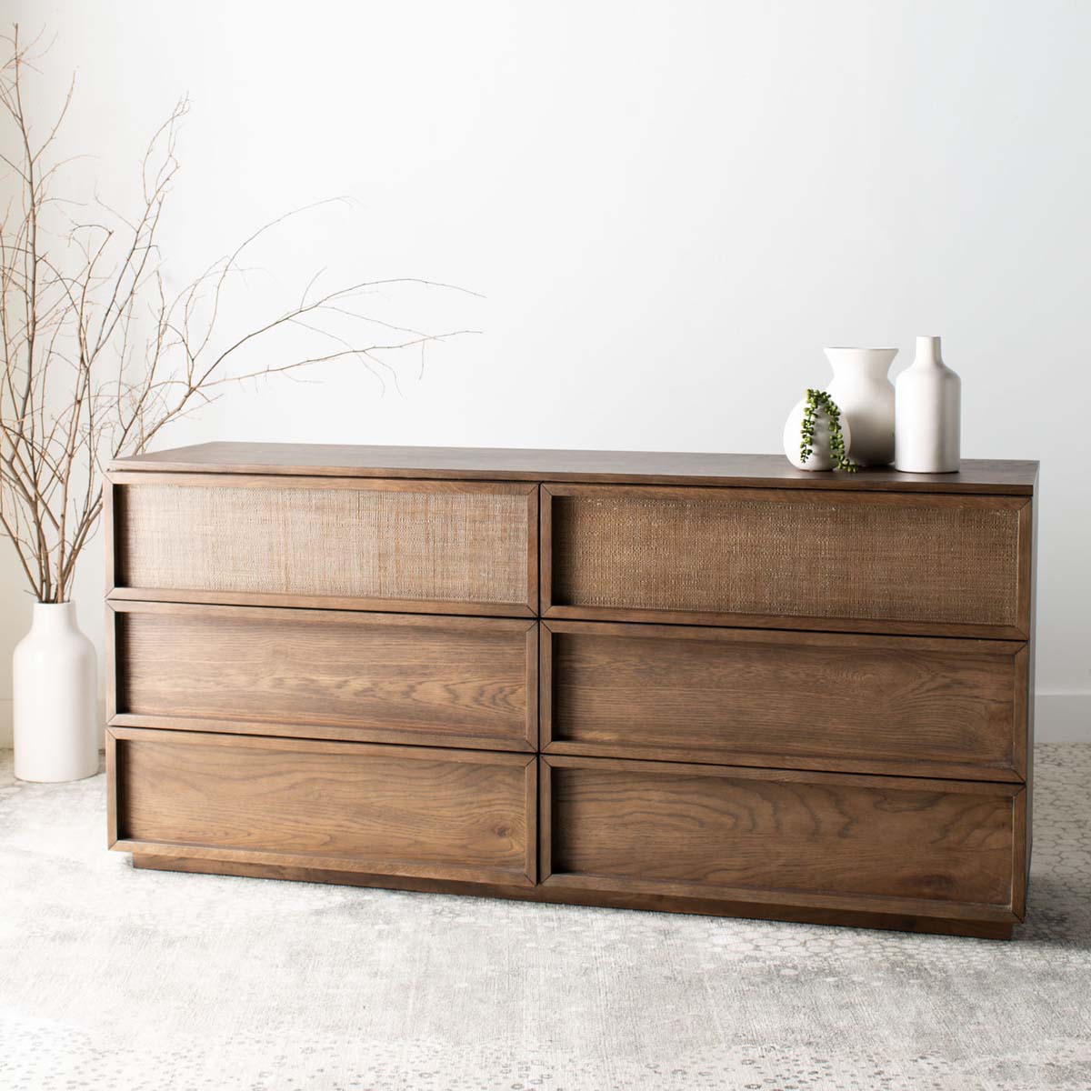 Zeus 6 Drawer Wood Dresser | Safavieh Couture - Natural