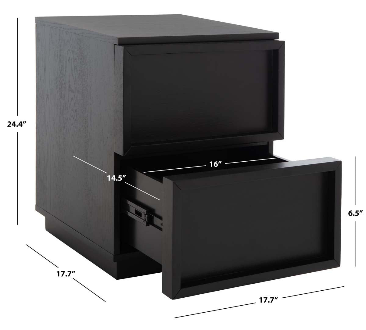 Zeus 2 Drawer Nightstand | Safavieh Couture - Black