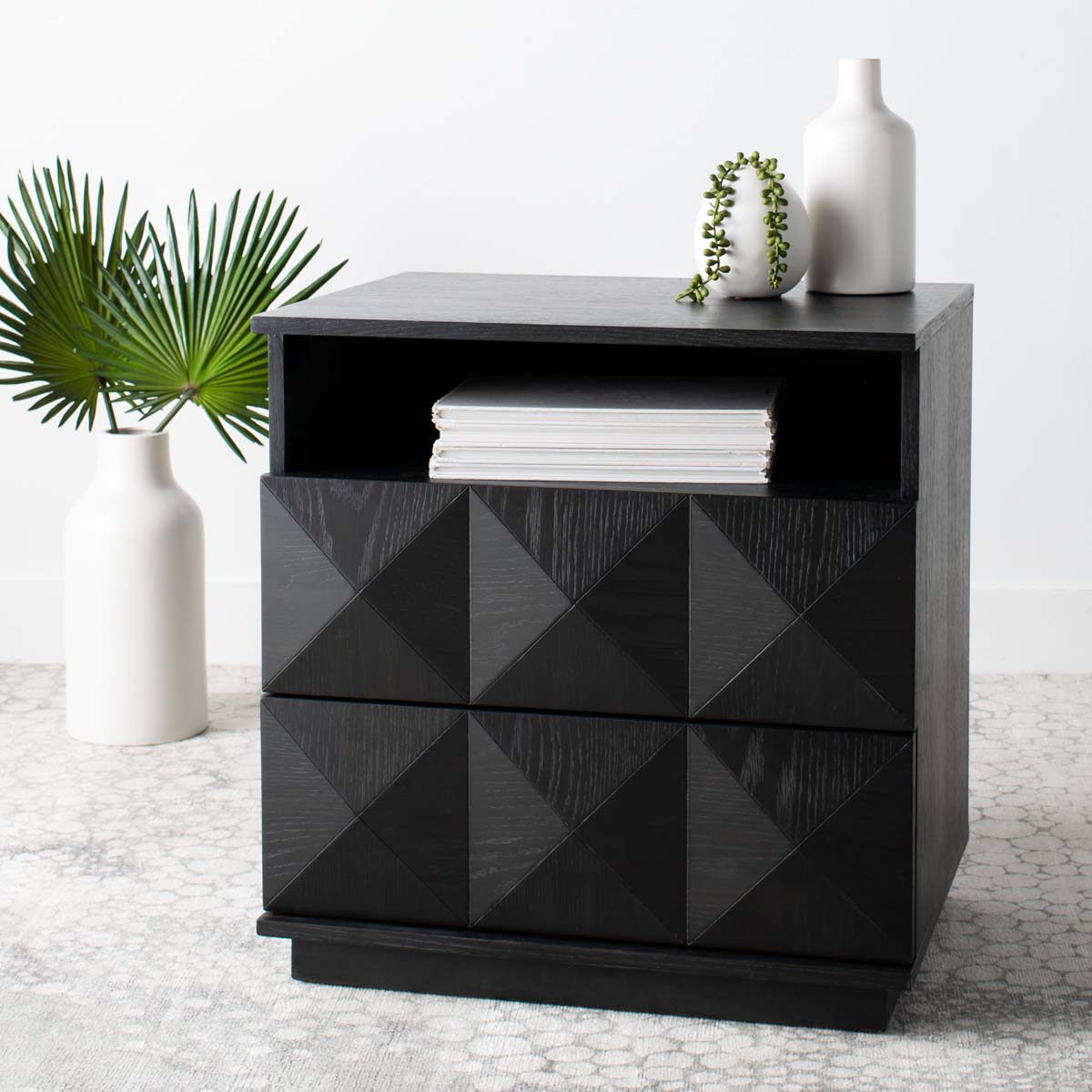 Patty 2 Drawer Nightstand | Safavieh Couture - Black