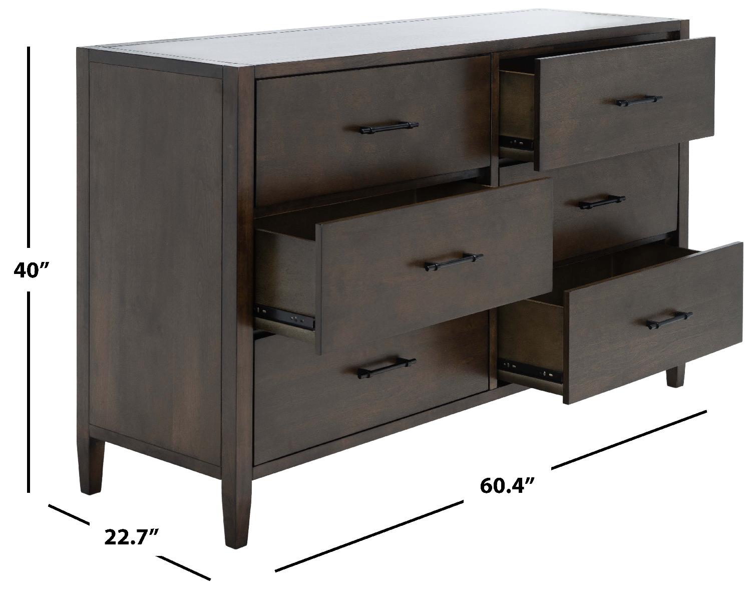 Tompkins 6 Drawer Dresser | Safavieh Couture - Dark Walnut