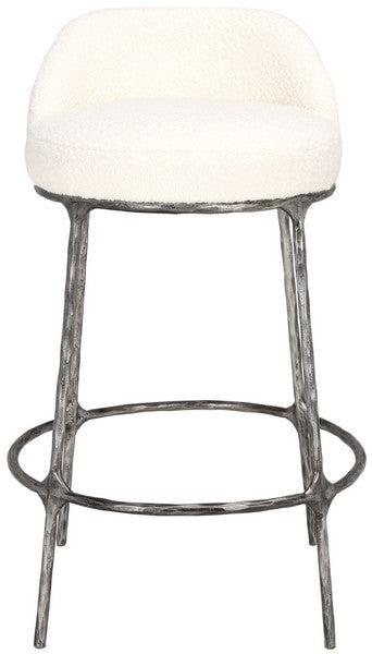 Woodsen Boucle Counterstool, SFV9524 | Safavieh Couture - Ivory / Black