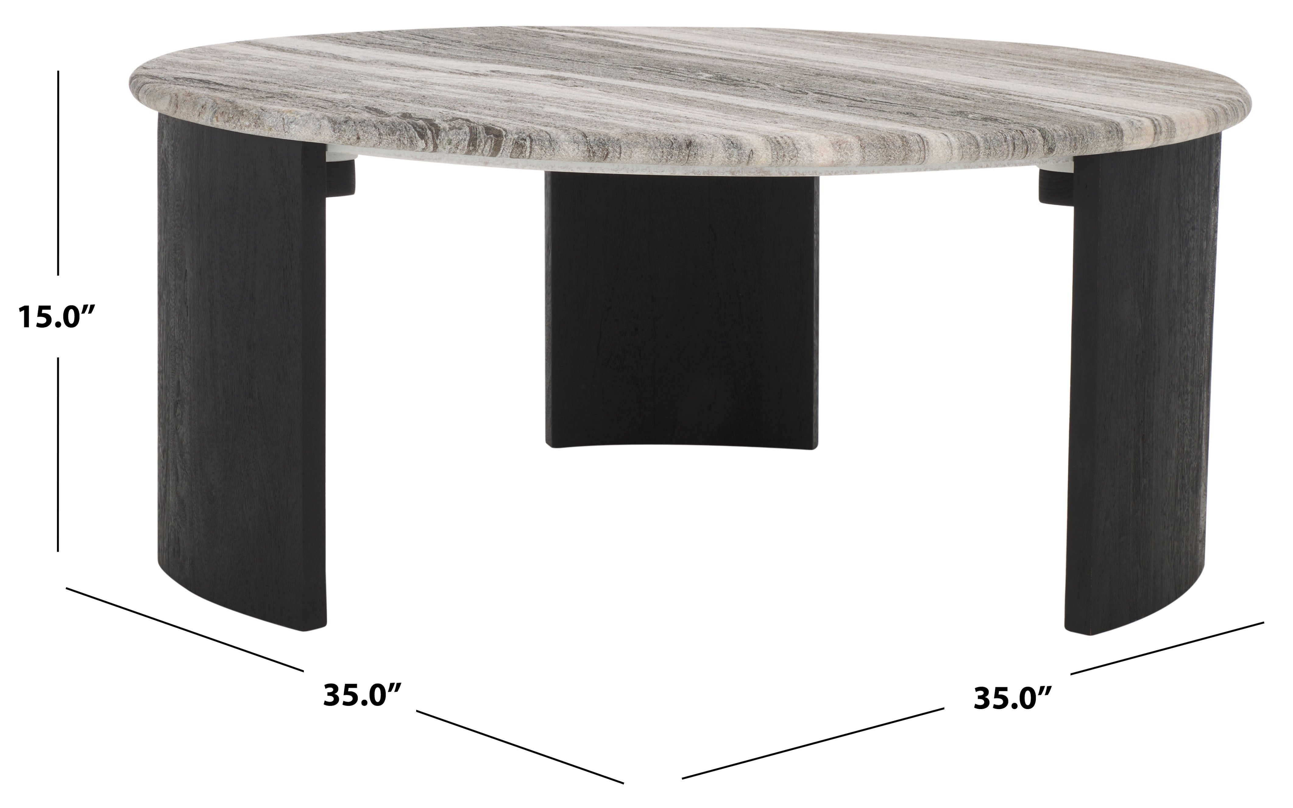 Dannica Marble Top Coffee Table, SFV9725 | Safavieh Couture - Black / Grey