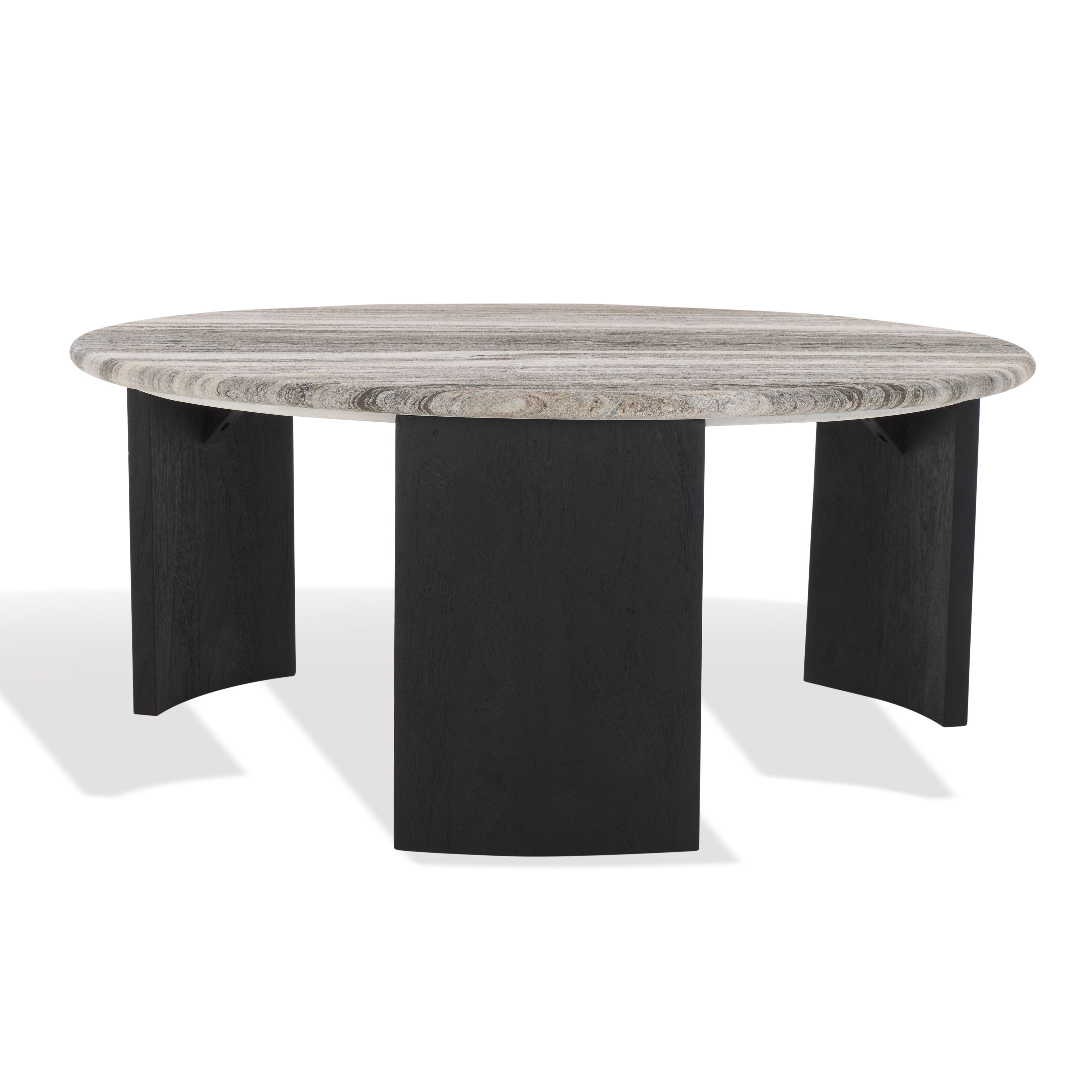 Dannica Marble Top Coffee Table, SFV9725 | Safavieh Couture - Black / Grey