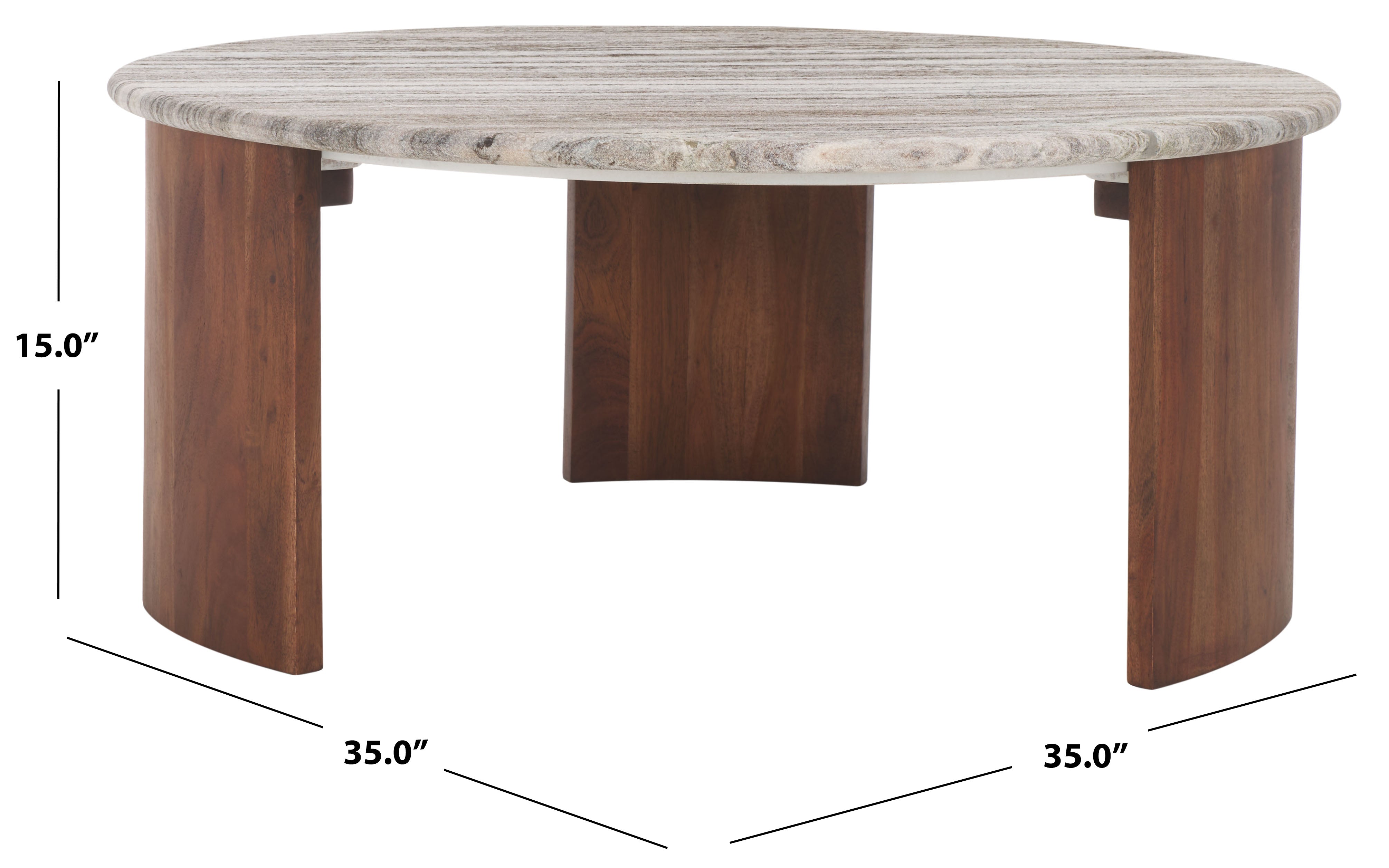 Dannica Marble Top Coffee Table, SFV9725 | Safavieh Couture - Walnut / Grey