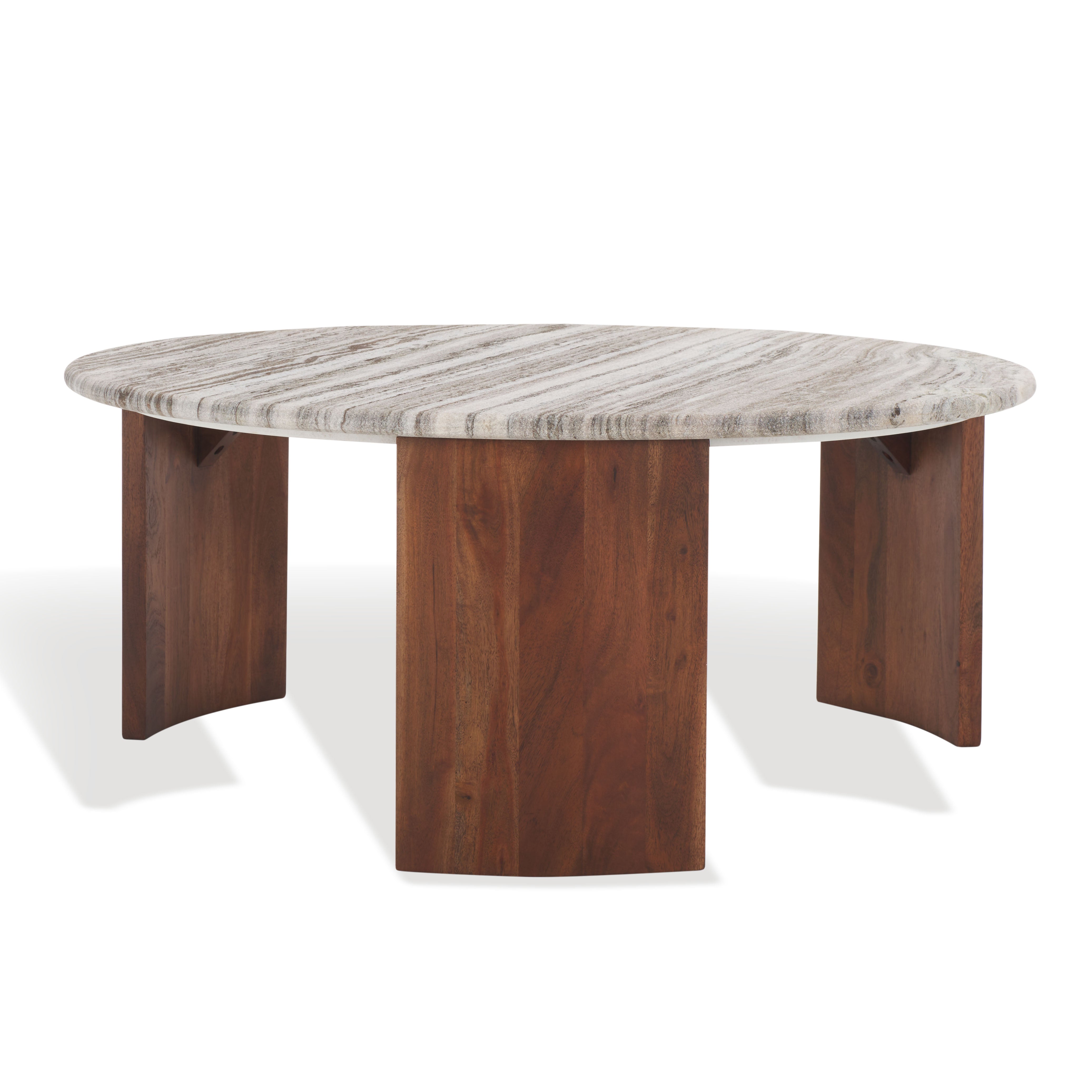 Dannica Marble Top Coffee Table, SFV9725 | Safavieh Couture - Walnut / Grey