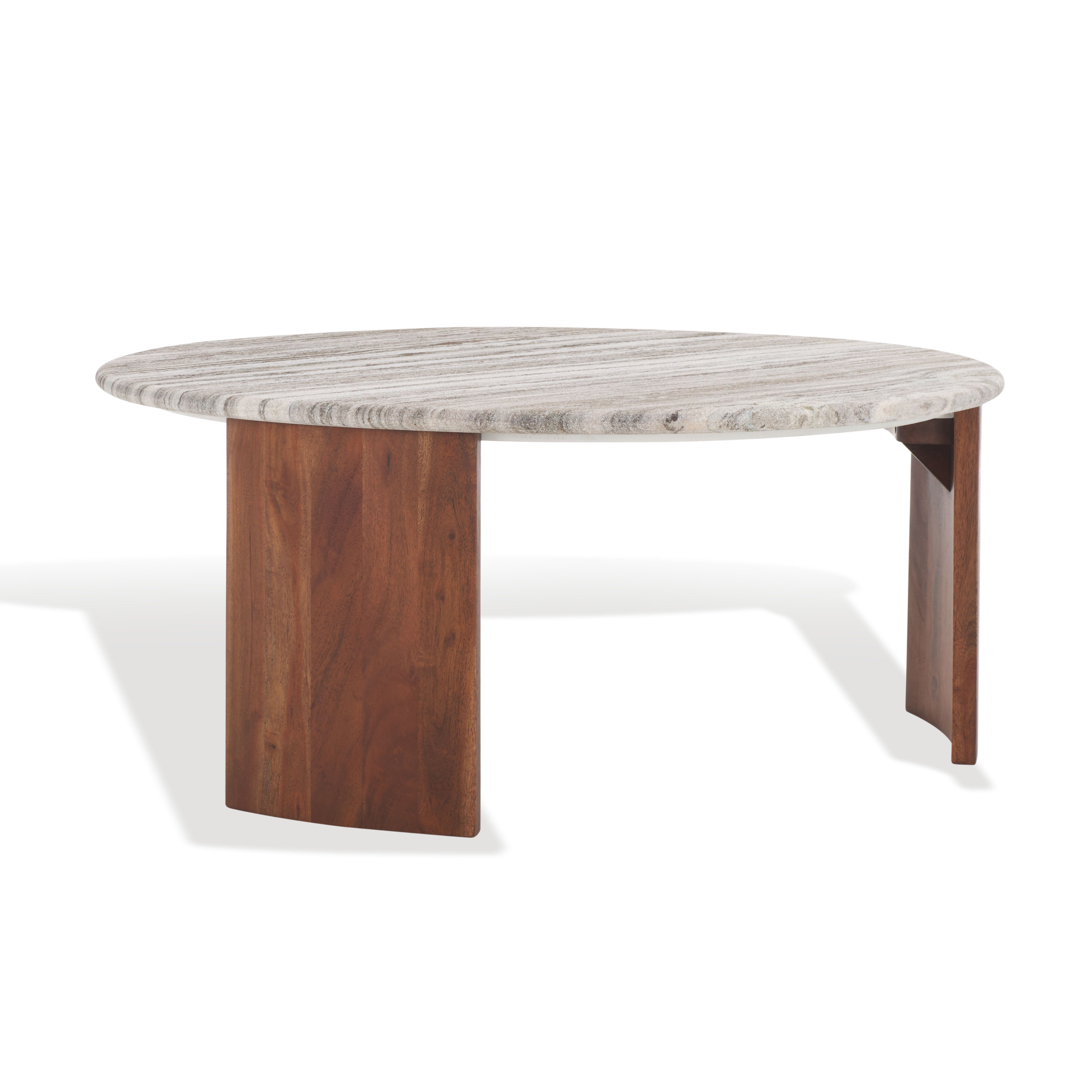 Dannica Marble Top Coffee Table, SFV9725 | Safavieh Couture - Walnut / Grey