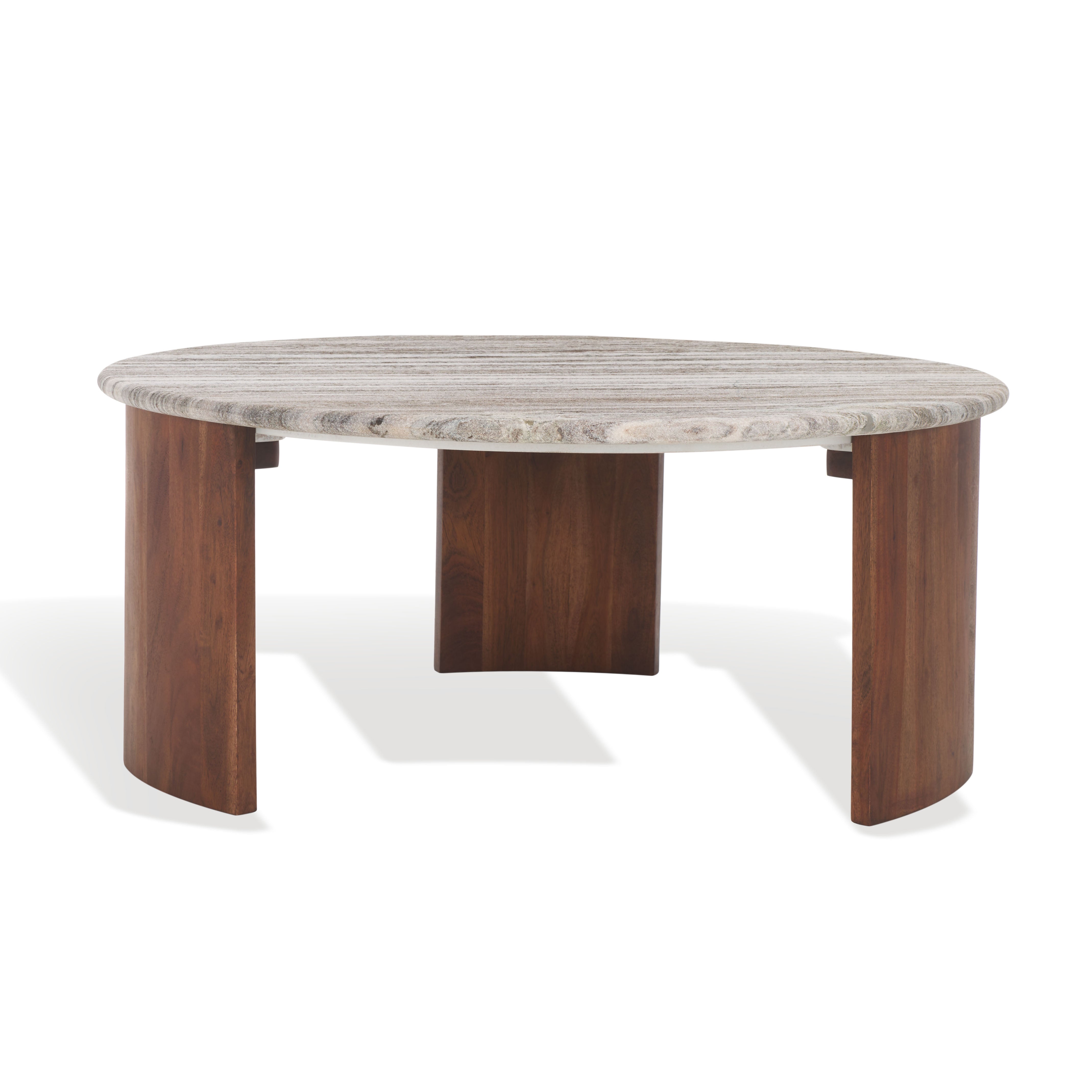 Dannica Marble Top Coffee Table, SFV9725 | Safavieh Couture - Walnut / Grey