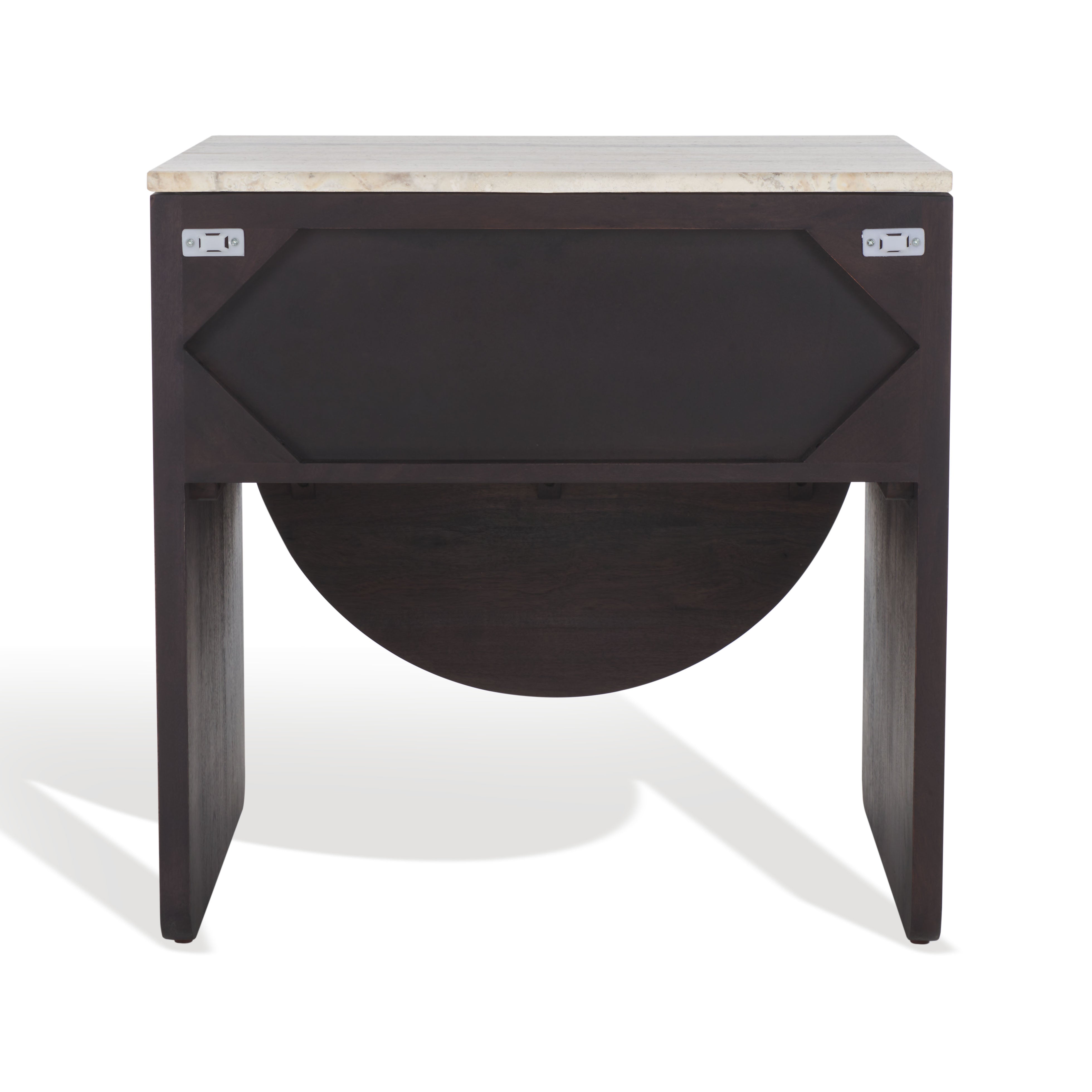 Safavieh Couture Floris Travertine Top Nightstand, SFV9726 - Black / Travertine