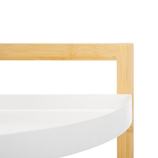 Adler 3 Tier Corner Shelf, STG1914 | Safavieh - White / Natural Bamboo