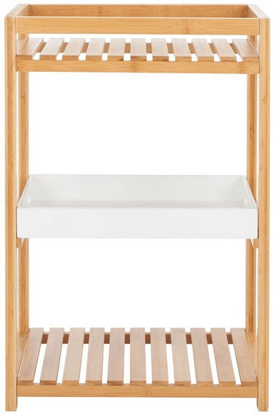 Akio 3 Tier Shelf, STG1915 | Safavieh - White / Natural Bamboo