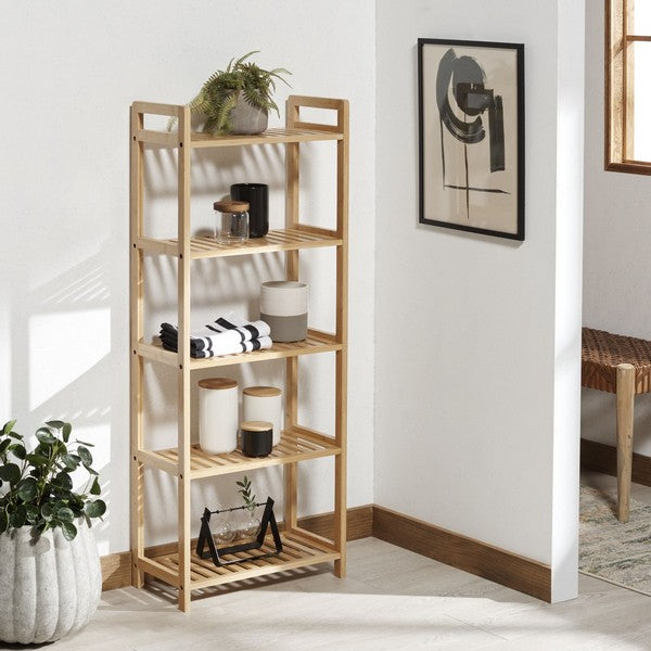 Frigga 5 Tier Shelf, STG1918 | Safavieh - Natural Bamboo