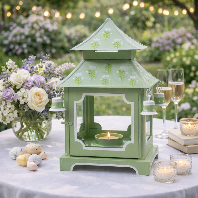 Sage Green &  Lavender Tulip Pagoda Lantern (3 Sizes)