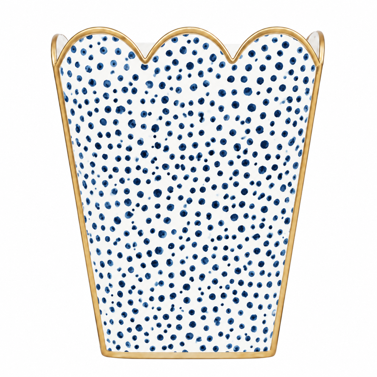 Navy Dot Square Scalloped Wastepaper Basket & Tissue Holder (2 Options)