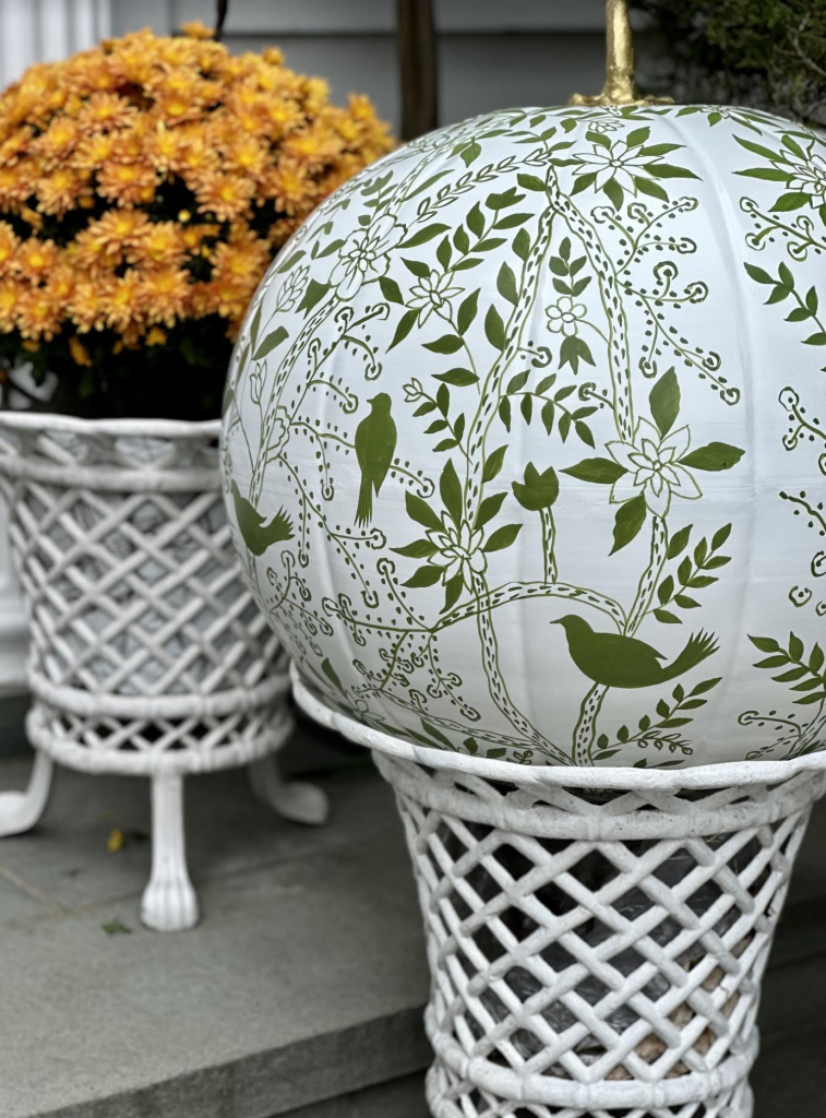 Jumbo Hand-Painted Chinoiserie Pumpkin – 24"