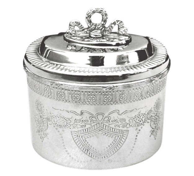 Etched Silver Round Box