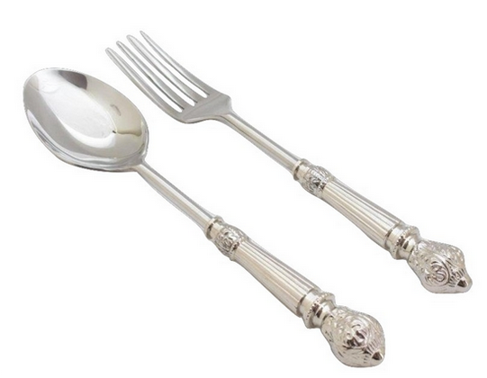 Silver Reeded Ball Salad Servers