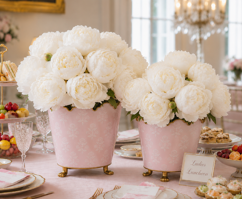 PINK FLORAL SCALLOPED PLANTER (2 Sizes)