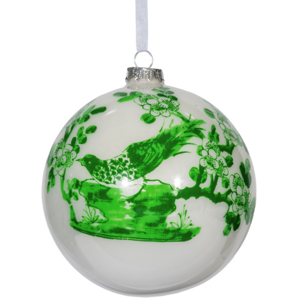 Green 5" Pheasant Ball Ornament Box of 4