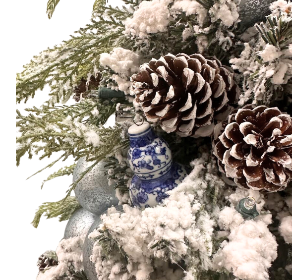 Flocked Christmas Tree in Porcelain Bowl