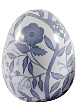 White & Soft Blue Floral Egg