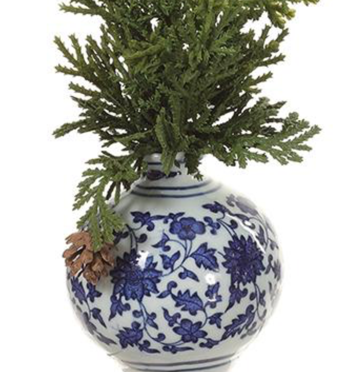 Trio of Evergreen in Porcelain Bud Vases