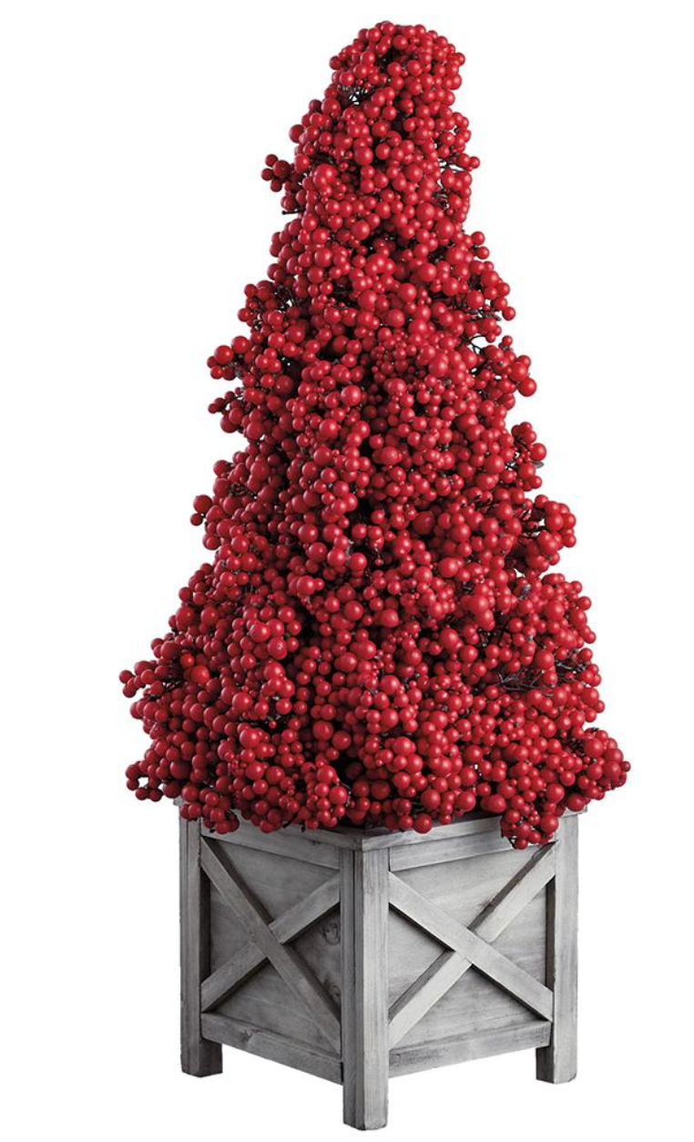 Berry Cone Topiary in Square Planter