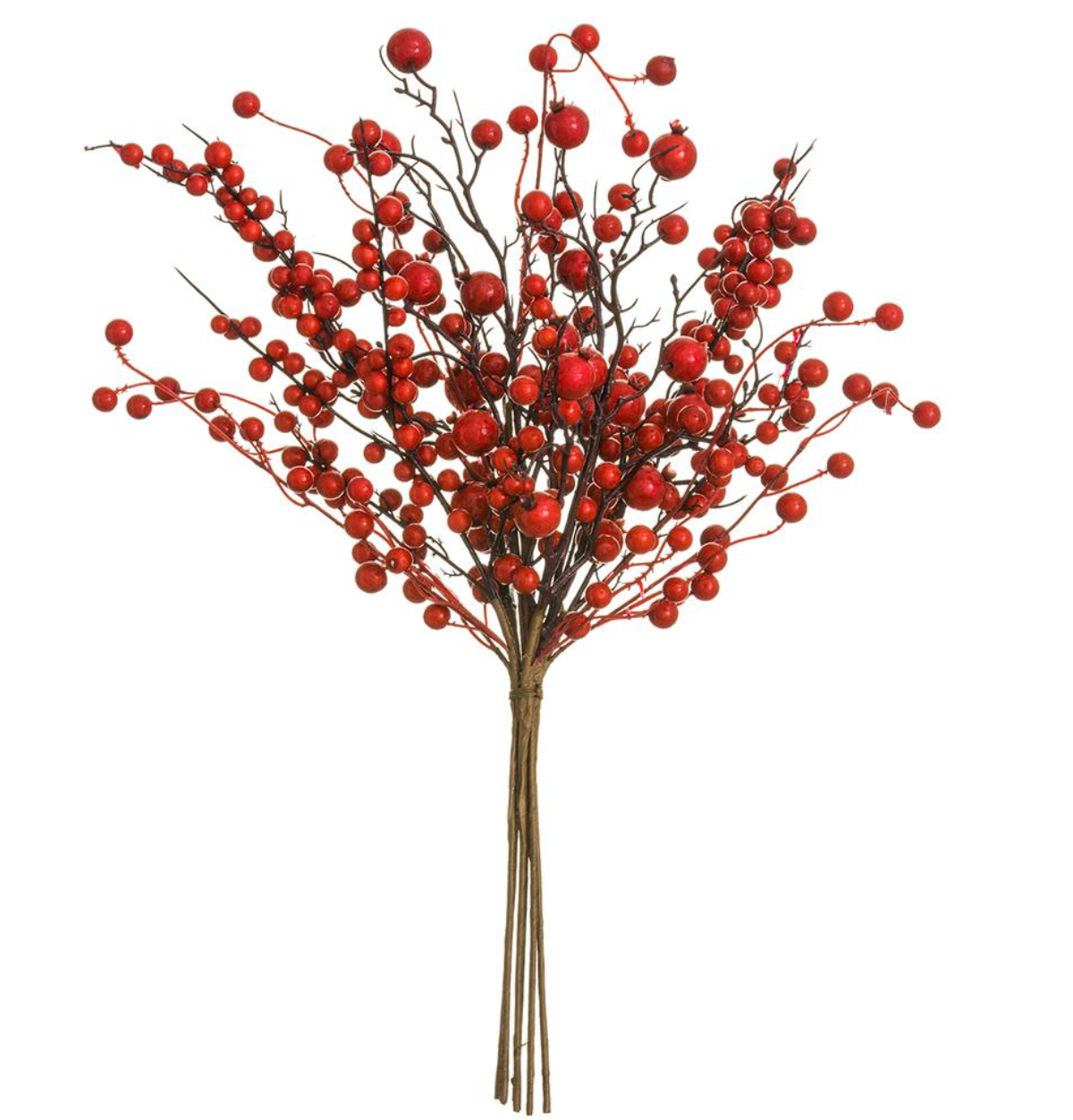 Rosehip Red Berry Stems  in Porcelain Jar