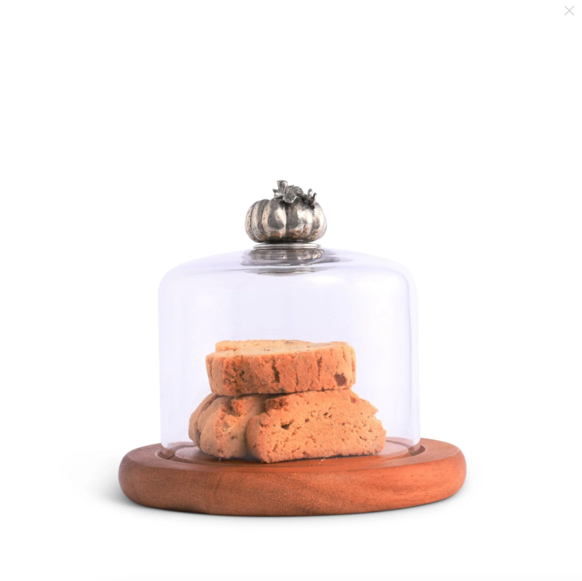 PUMPKIN GLASS COVERED CHEESE WOOD BOARD