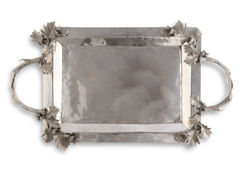 FALLEN ANTLER STAINLESS SERVING TRAY